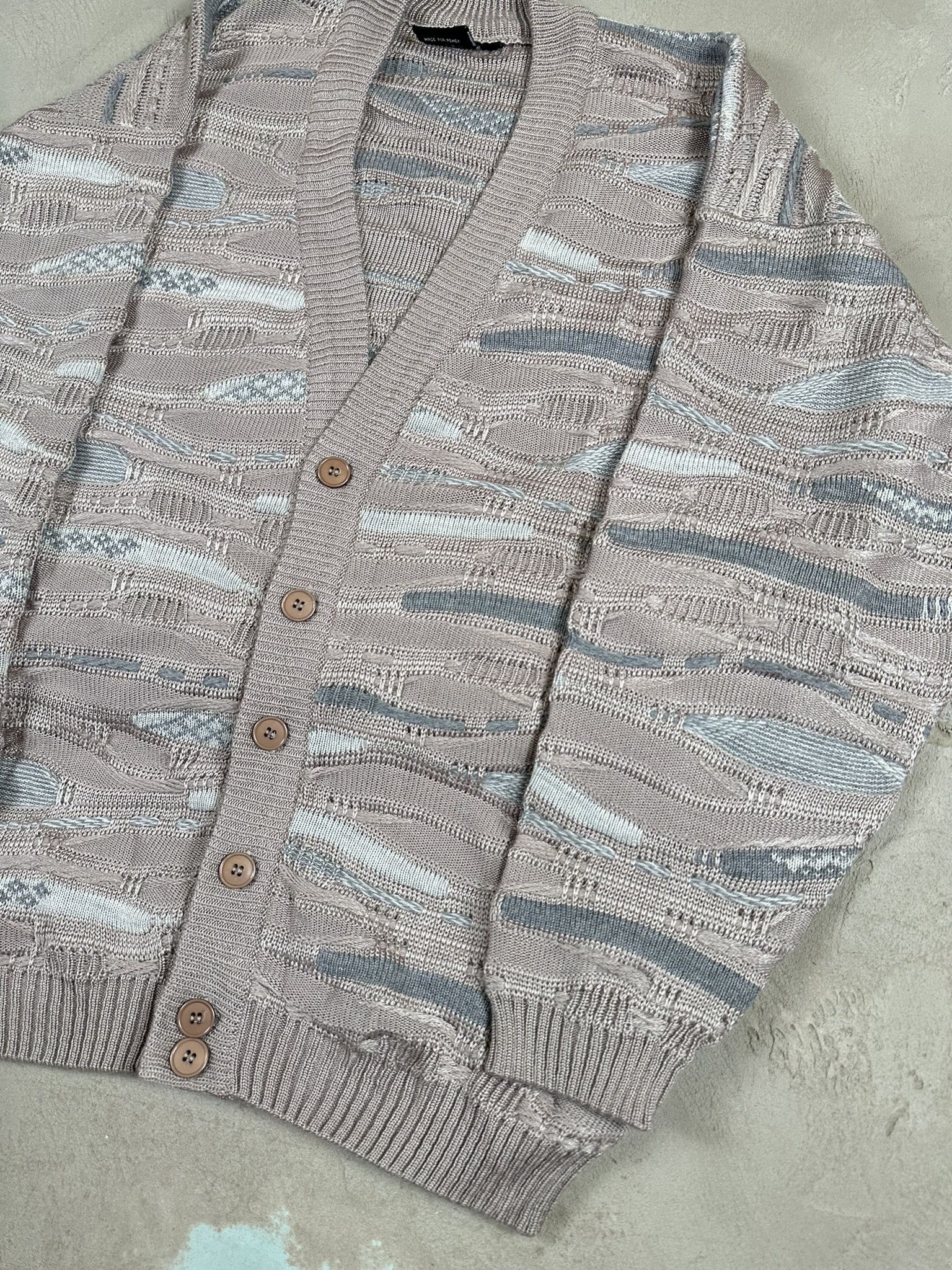 Vintage 80s Vintage 3D Cable Boxy Cardigan Sweater Size US L / EU 52-54 / 3 - 4 Thumbnail