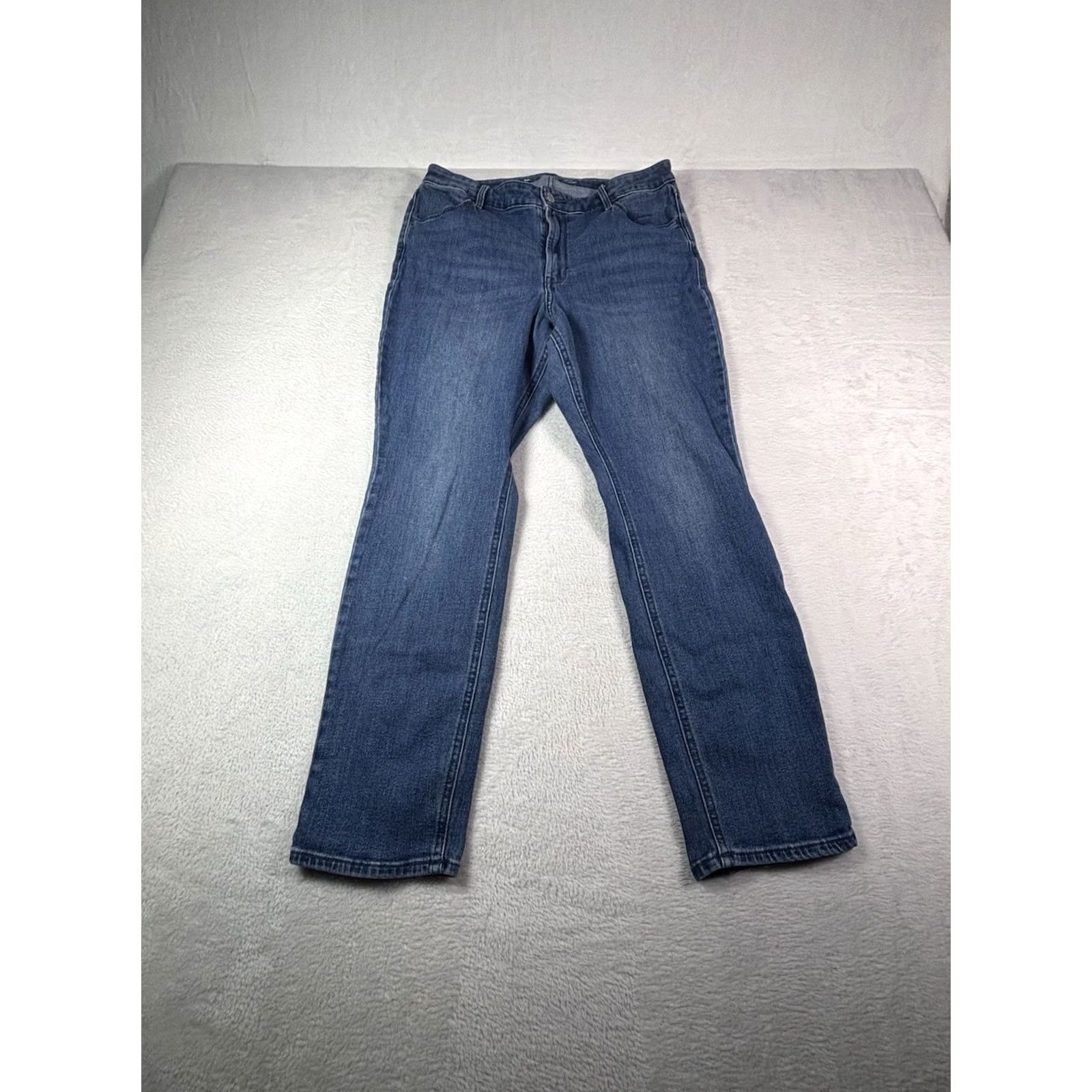 Old Navy VINTAGE Old Navy Women's High Rise Wow Straight Jeans 14 Short Denim Blue Stretch Size 36" / US 14 / IT 50 - 2 Thumbnail