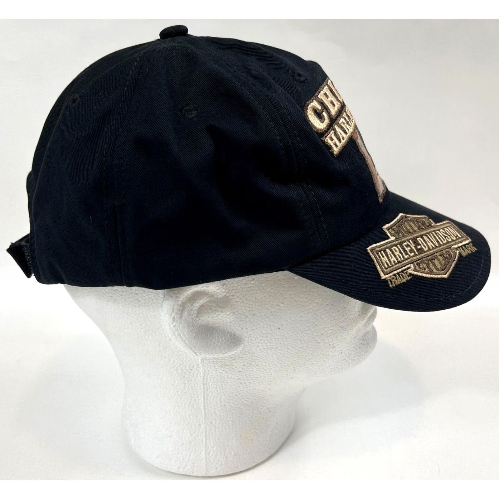 Harley Davidson Harley-Davidson Chicago Adjustable Strapback Cap Hat Embroidered Black Men One Size Cap/Hat USA Biker Motorcycle Vintage Size ONE SIZE - 5 Thumbnail