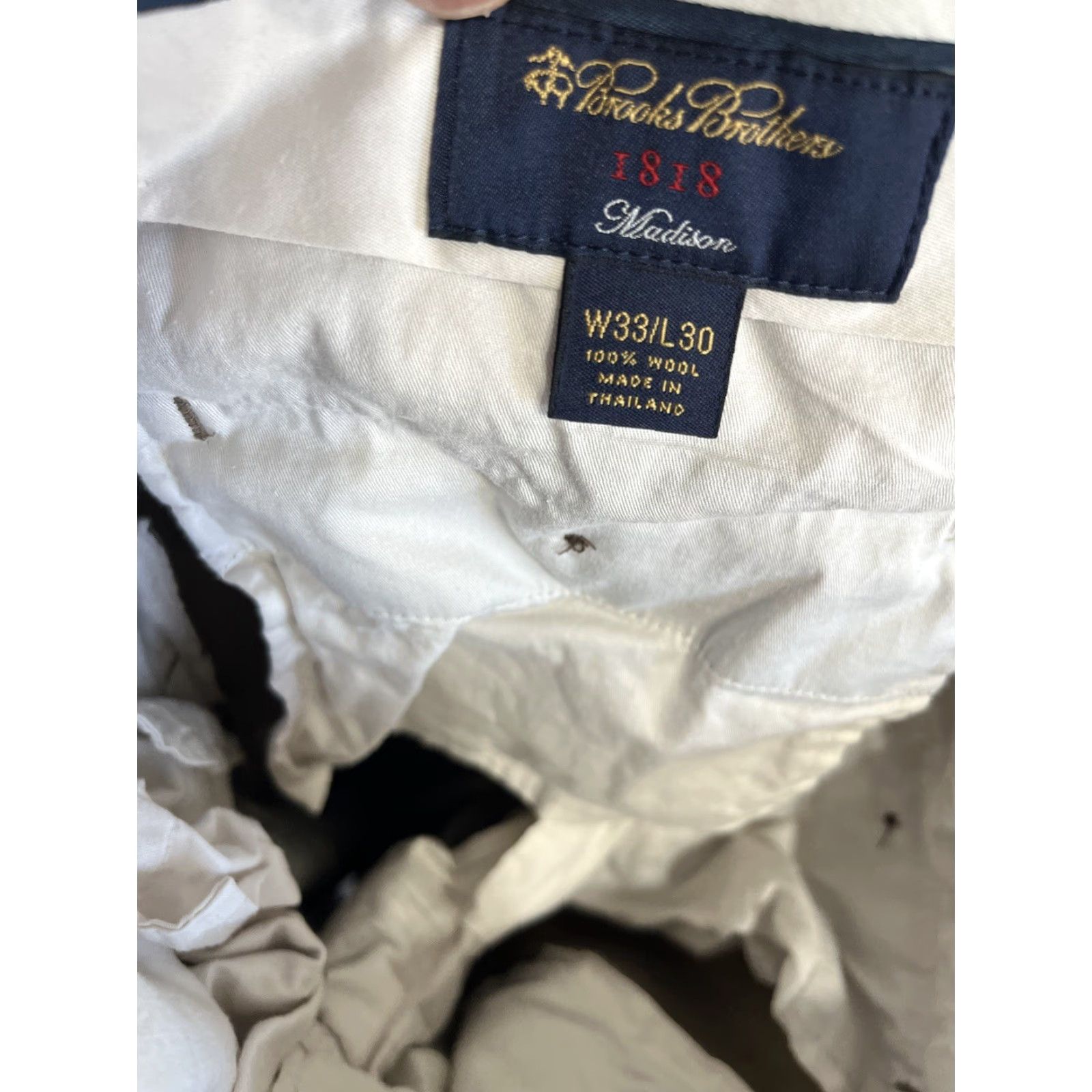 Brooks Brothers VINTAGE Brooks Brothers 1818 Madison Dress Pants Wool Blend Beige Khaki Mens Sz 33x30 Size US 33 - 5 Thumbnail