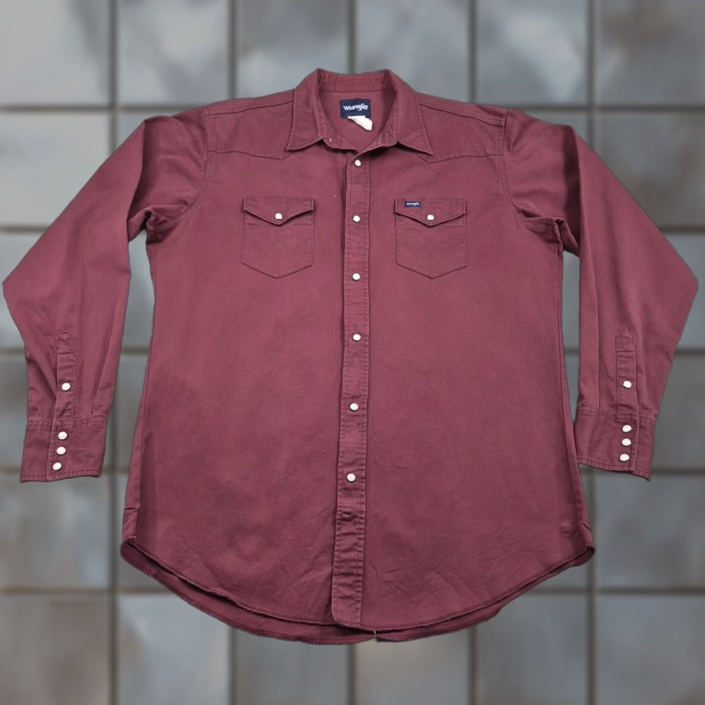 Wrangler VINTAGE Wrangler Shirt Mens 2XL Brush Popper Pearl Snap Western Cowboy Long Sleeve Shirt Size US XXL / EU 58 / 5 - 1 Thumbnail