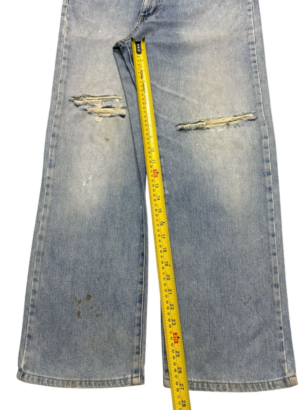 Wrangler Vintage 90s Wrangler Blue Faded Wash Distressed Wide Leg Size US 32 / EU 48 - 10 Thumbnail
