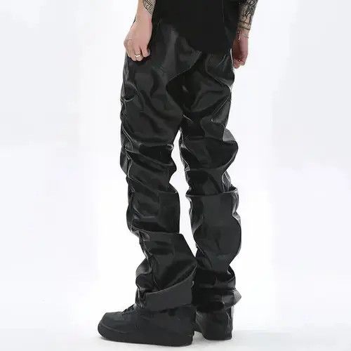 Jean Loose Ruched Casual PU Leather Pant Size US 32 / EU 48 - 3 Thumbnail