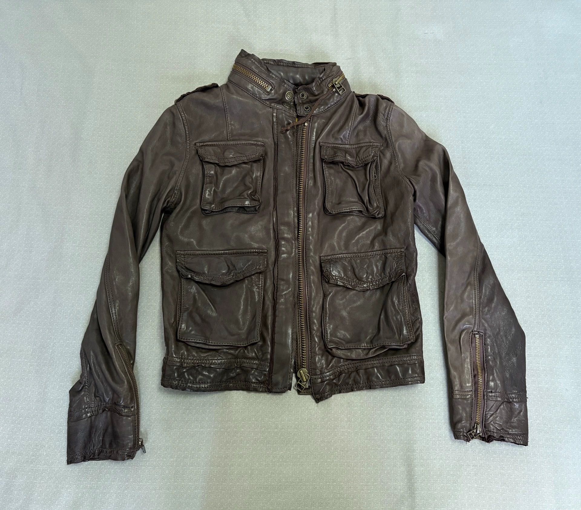 Other Luva+Tram Vintage Leather Jacket Workwear Pockets Slim Short Size US M / EU 48-50 / 2 - 7 Thumbnail