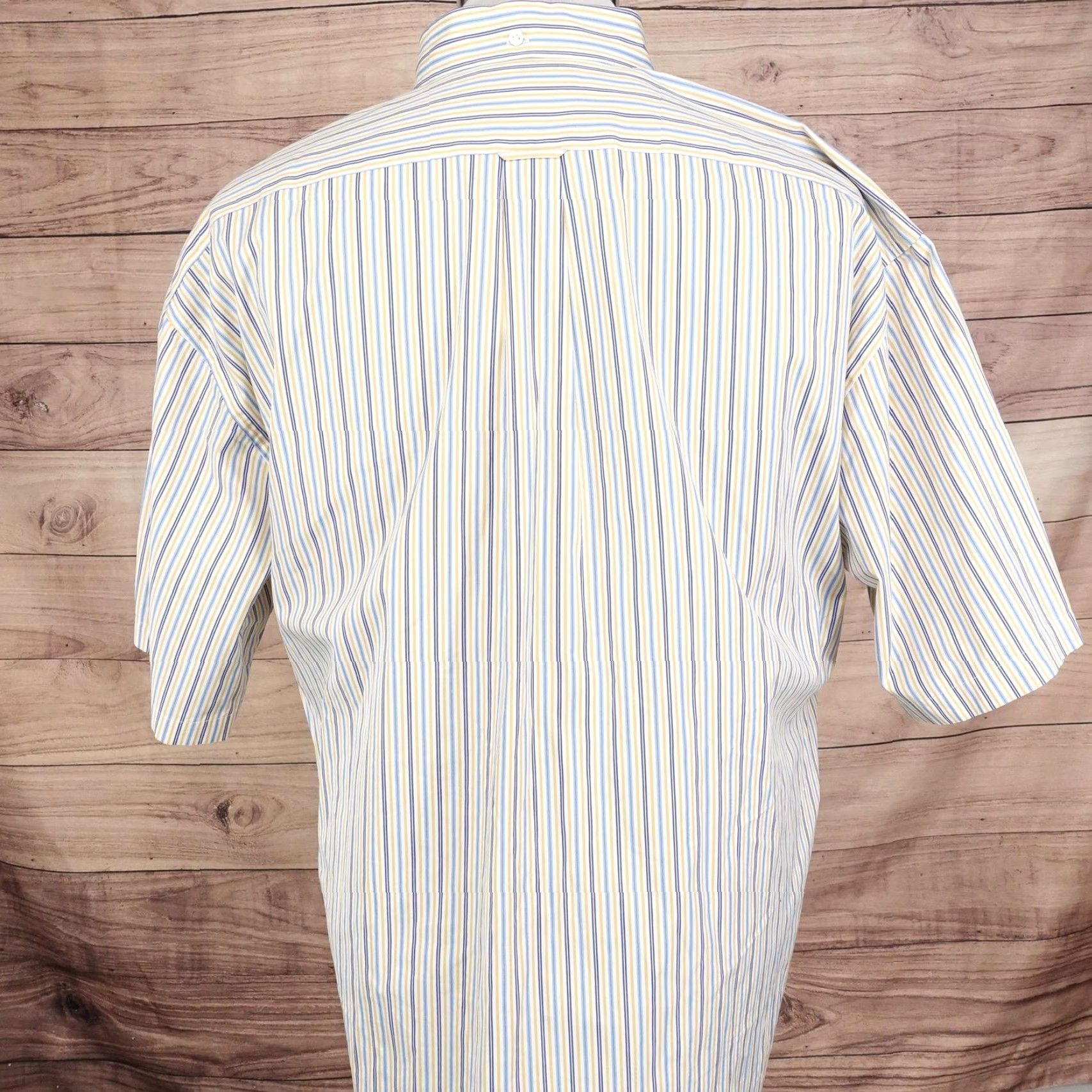 Faconnable Faconnable Shirt XL Yellow Striped Button Down Short Sleeve Casual Mens Size US XL / EU 56 / 4 - 5 Thumbnail