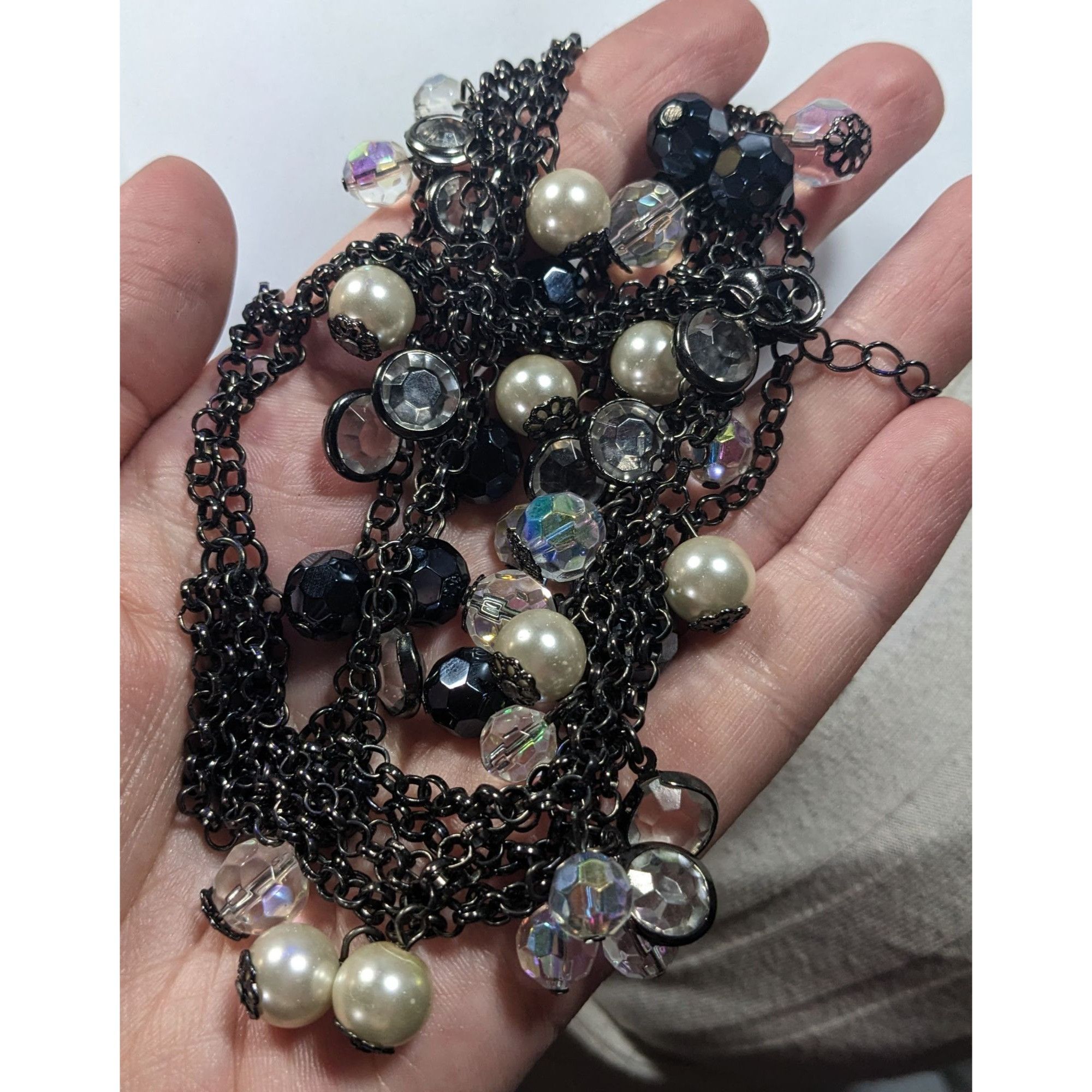 Other Glam Goth Multilayer Glass And Faux Pearl Charm Studded Neck Size ONE SIZE - 5 Thumbnail