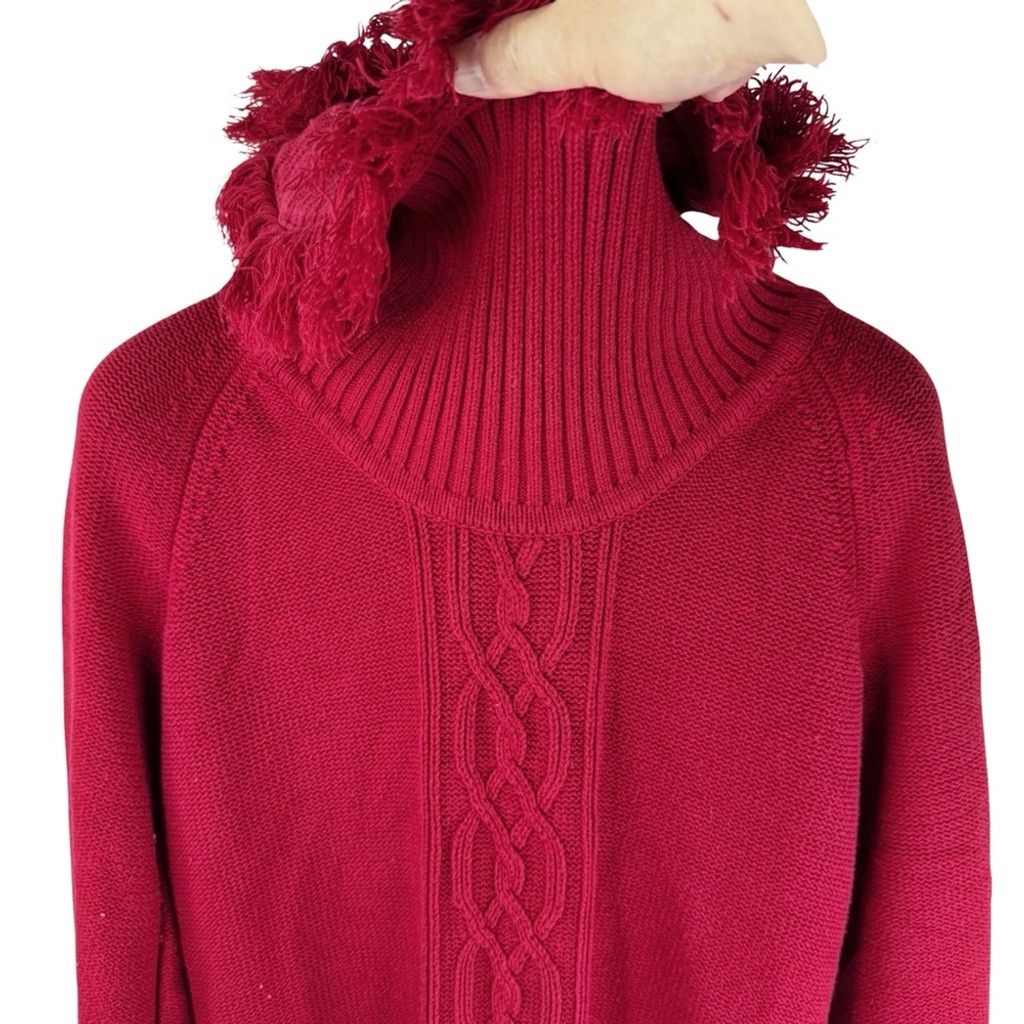 Other KAREN SCOTT Womens Festive Red Cowl Neck Frills Cable Knit S Size S / US 4 / IT 40 - 3 Thumbnail