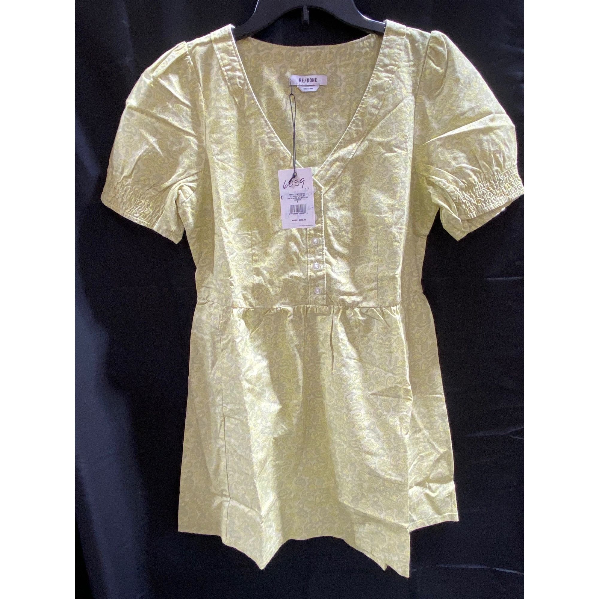 Image of Redone NWT Re/done 70's Vneck Babydoll Dress Small in Yellow, Women's