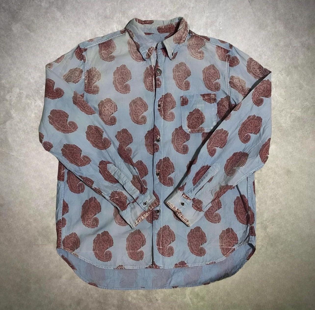 image of Kapital Bandana Chambray Work Shirt in Blue, Men's (Size Medium)