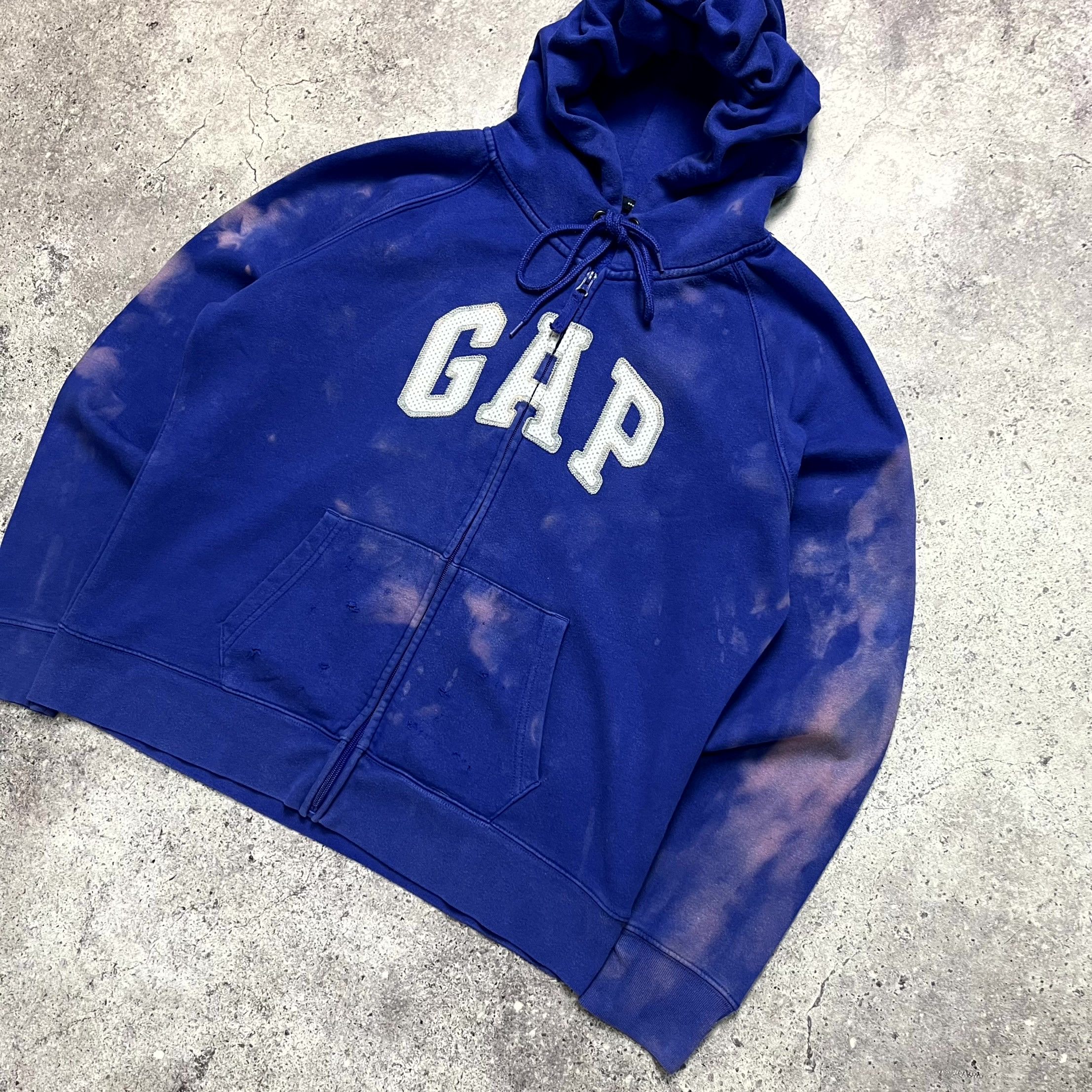 Gap Gap Fullzip Distressed Tie Dye Blue Hoodie Size M (Women XL) Size US M / EU 48-50 / 2 - 2 Thumbnail