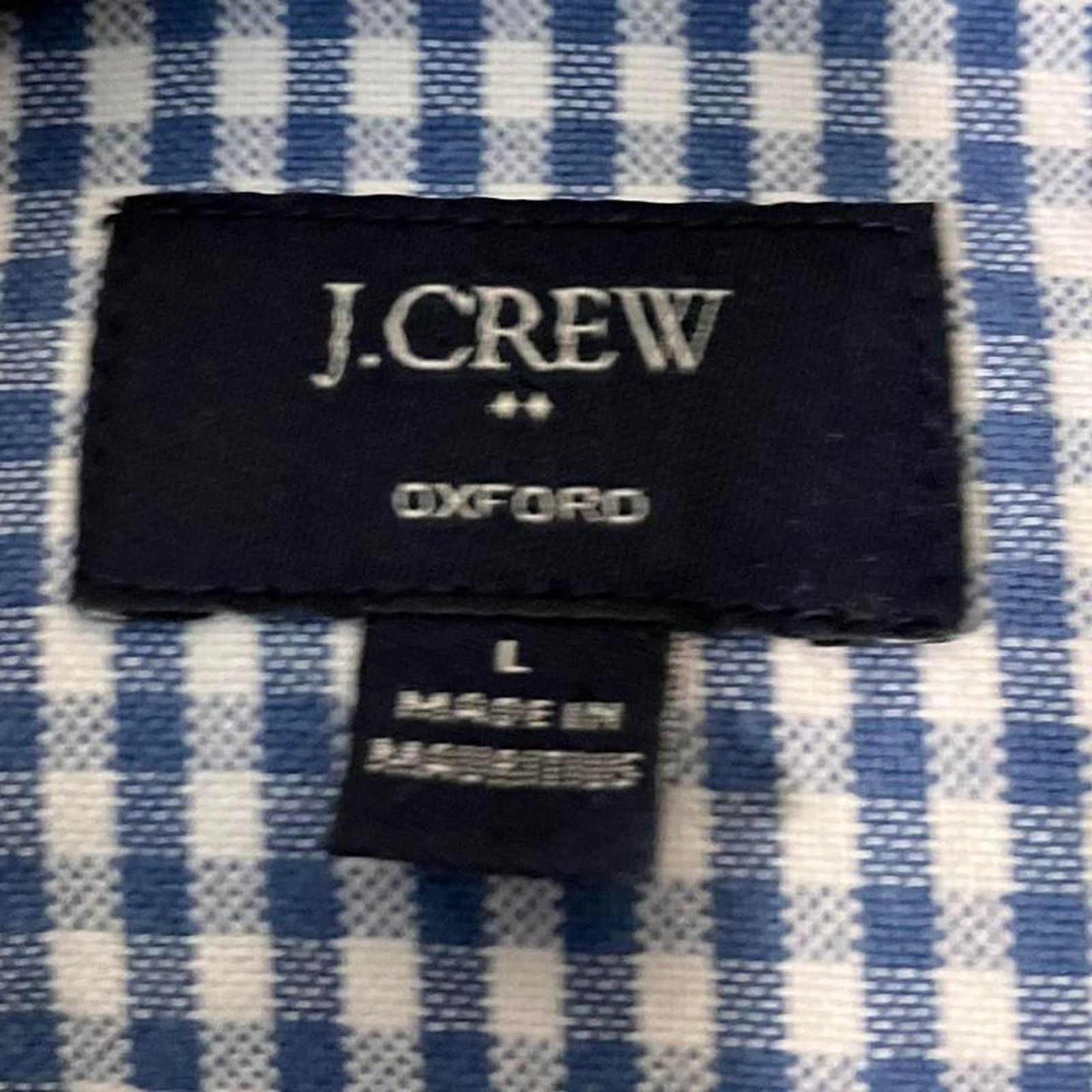 J.Crew J. Crew Blue White Gingham Oxford Button Down Dress Shirt Size US L / EU 52-54 / 3 - 3 Thumbnail