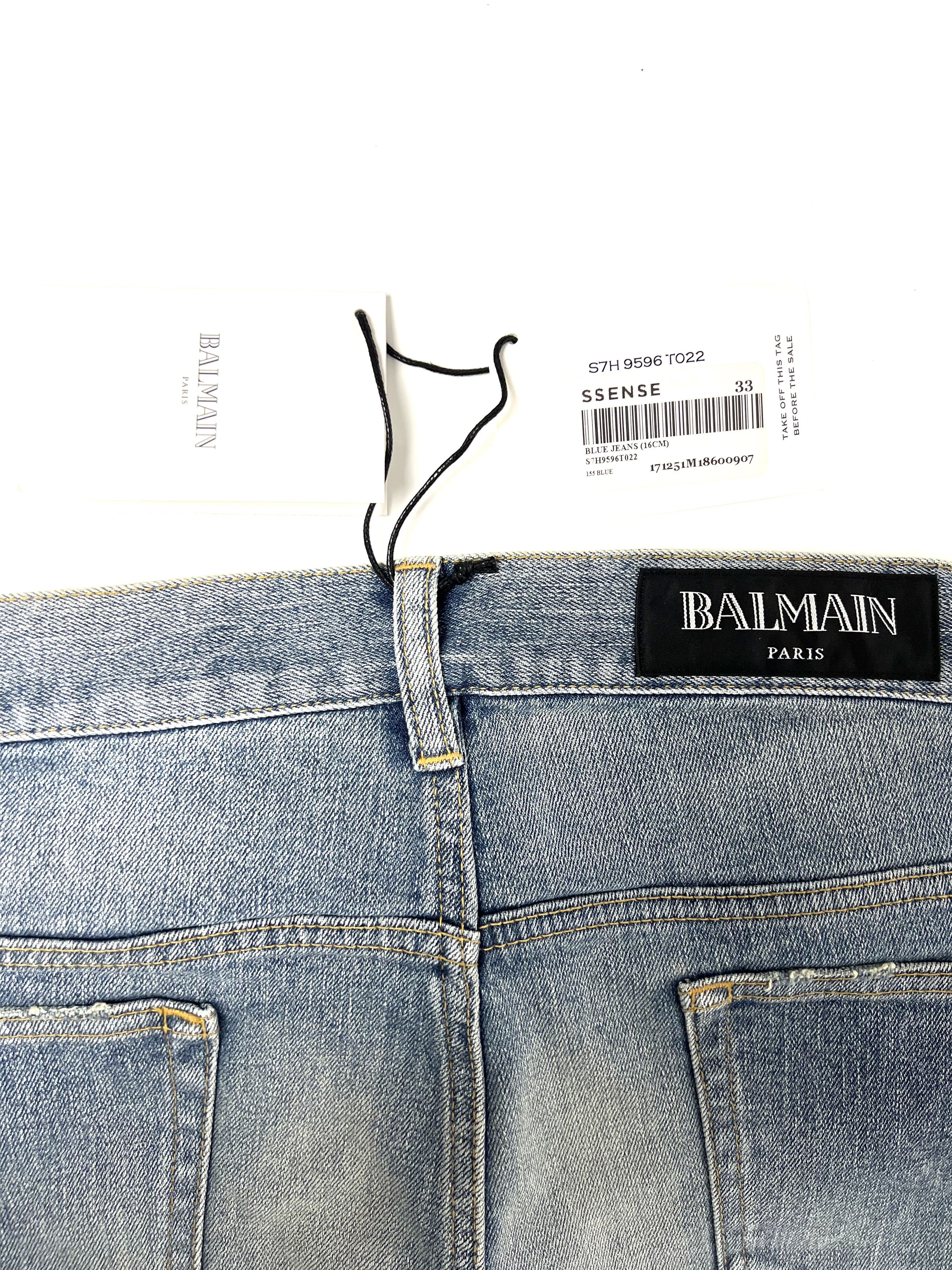Balmain NEW, BALMAIN PARIS BLUE RIBBED DENIM JEANS SS17 Size US 33 - 15 Thumbnail