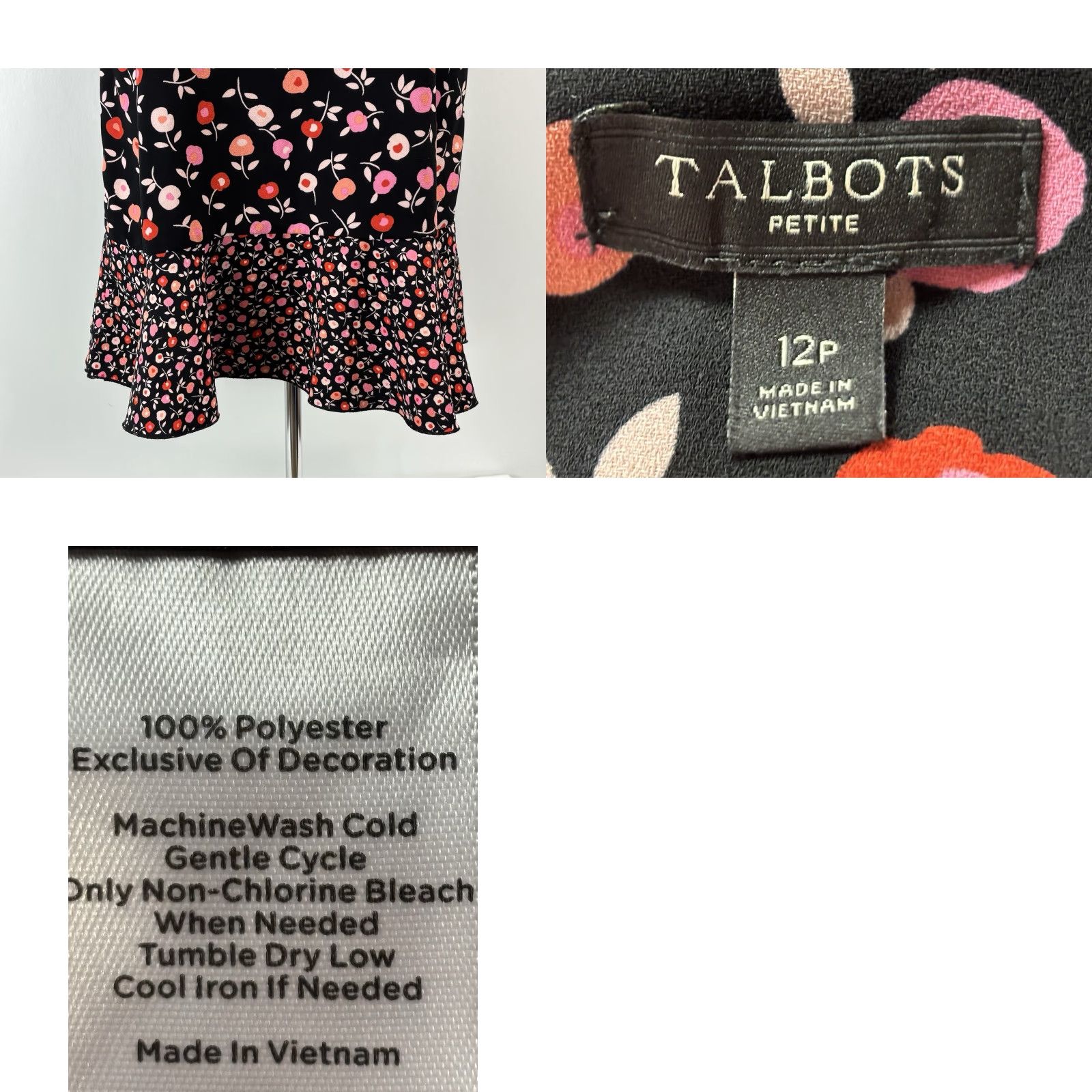 Talbots Talbots Floral Jewel Neck Shift Dress Sz 12p Petites Black Contrast Print Size XL / US 12-14 / IT 48-50 - 8 Thumbnail