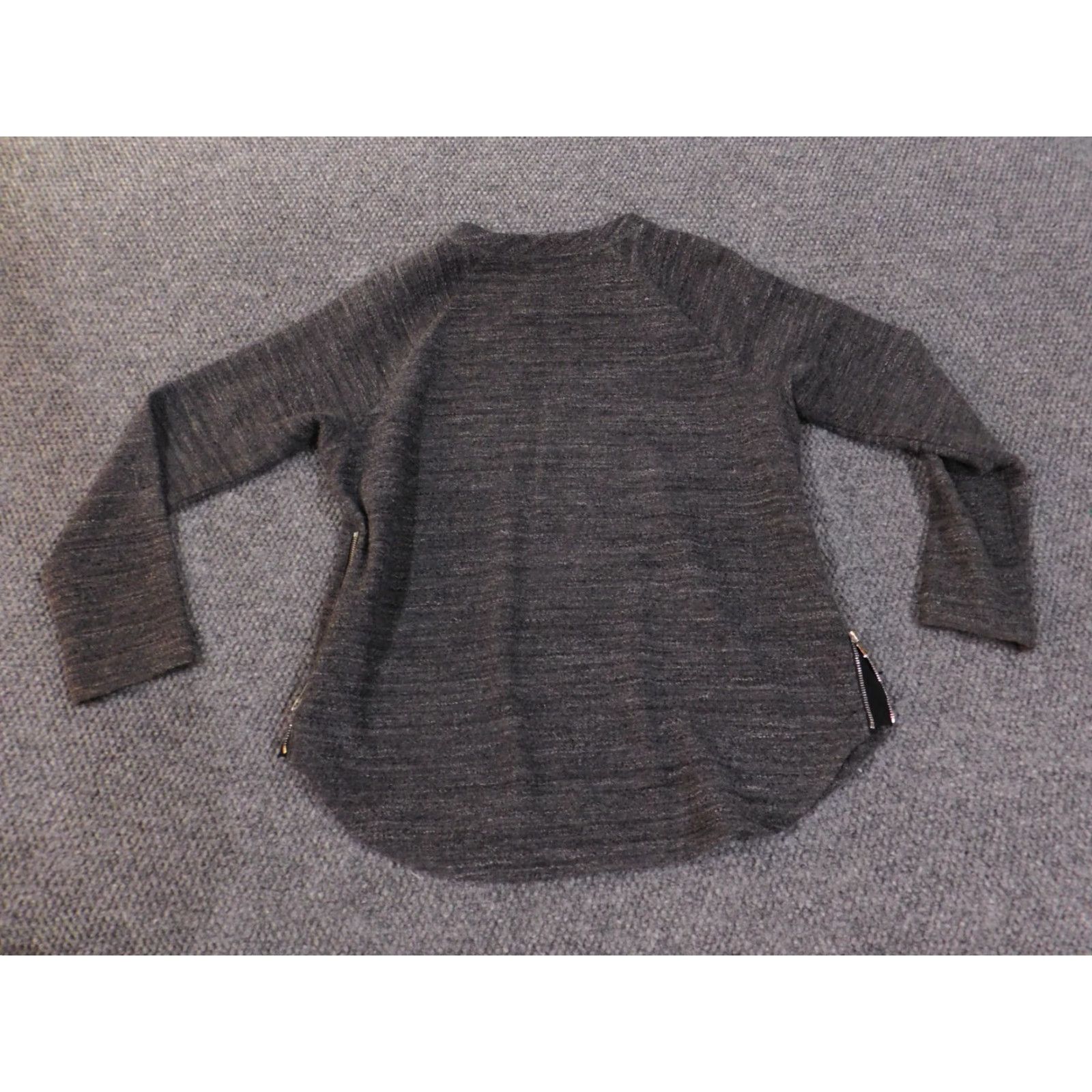 Vince Vince Womens Small Gray Pullover Zip Sweater Knit Round Neck Long Sleeve Stretch Chuny Knit Zipper Size S / US 4 / IT 40 - 7 Thumbnail