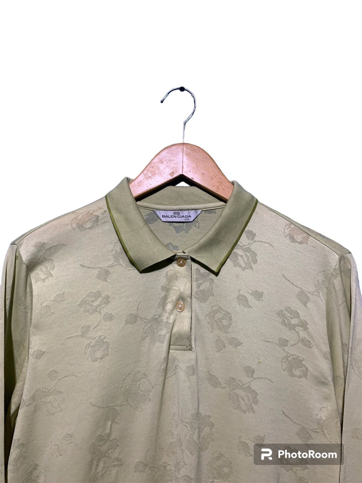 Balenciaga Rare❗️Balenciaga vintage mesh floral long sleeve polo shirt Size L / US 10 / IT 46 - 3 Thumbnail