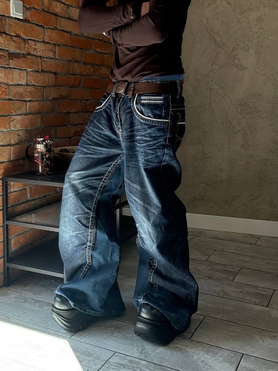 Japanese Brand rare flared navy handmade streetwear jeans Size US 34 / EU 50 - 1 Thumbnail