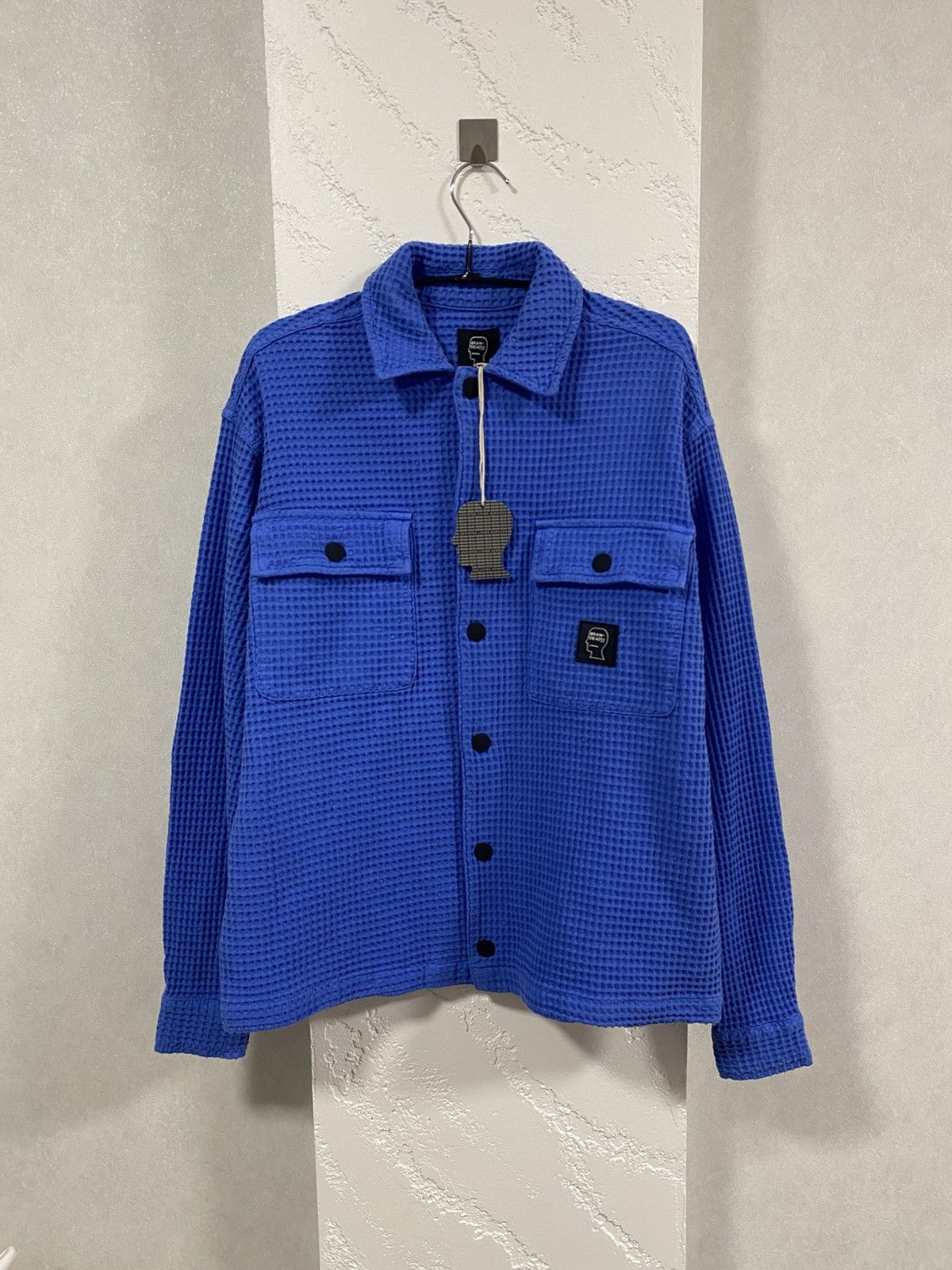 Brain Dead Waffle Snap Front Shirt-Blue Jacket Size: XS/S