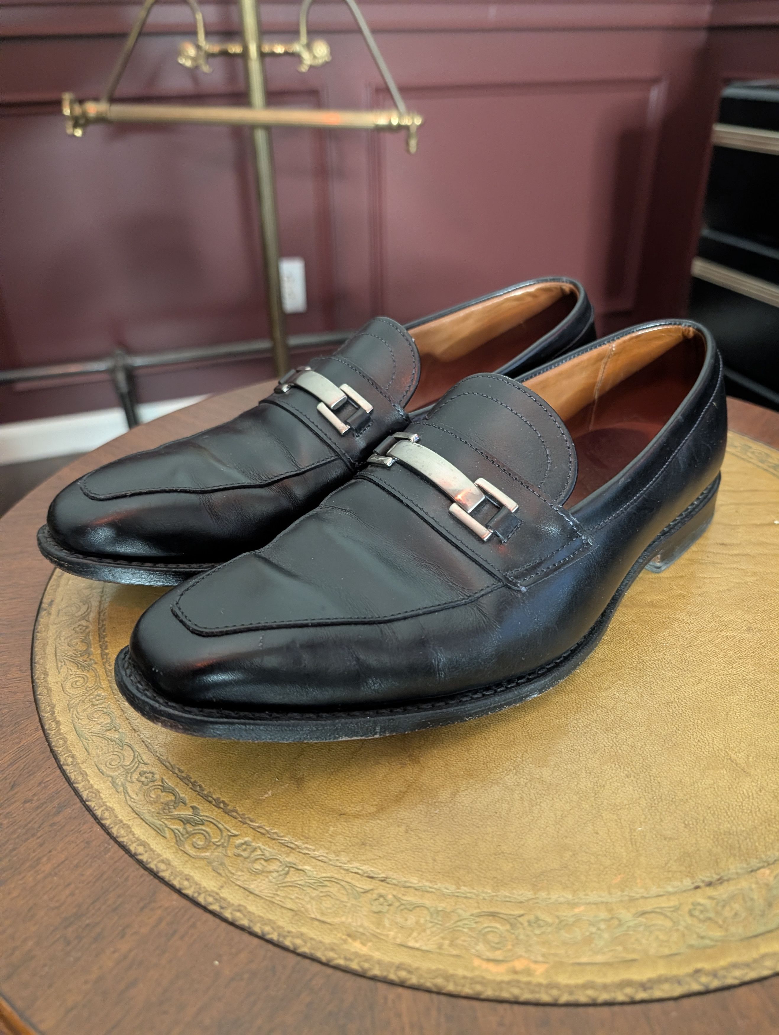 Allen Edmonds Black leather Pasadena slip-on MiUSA loafers metal detail Size US 9.5 / EU 42-43 - 1 Thumbnail