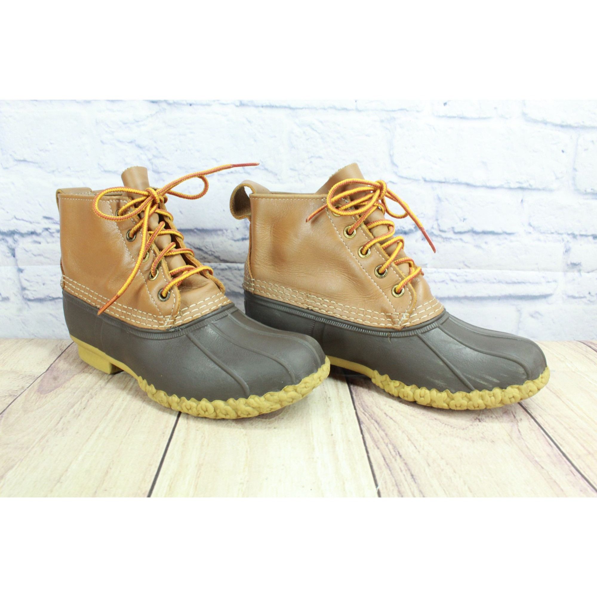 L.L. Bean LL Bean Women's 6" Lace Up Ankle Duck Boots Brown 7 M Size US 7 / IT 37 - 3 Thumbnail