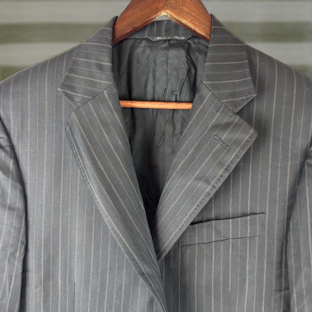 Canali VINTAGE Canali Blazer Mens 40R EU 50 Black Pinstripe Super 120's Wool Made in Italy Size 50R - 1 Thumbnail