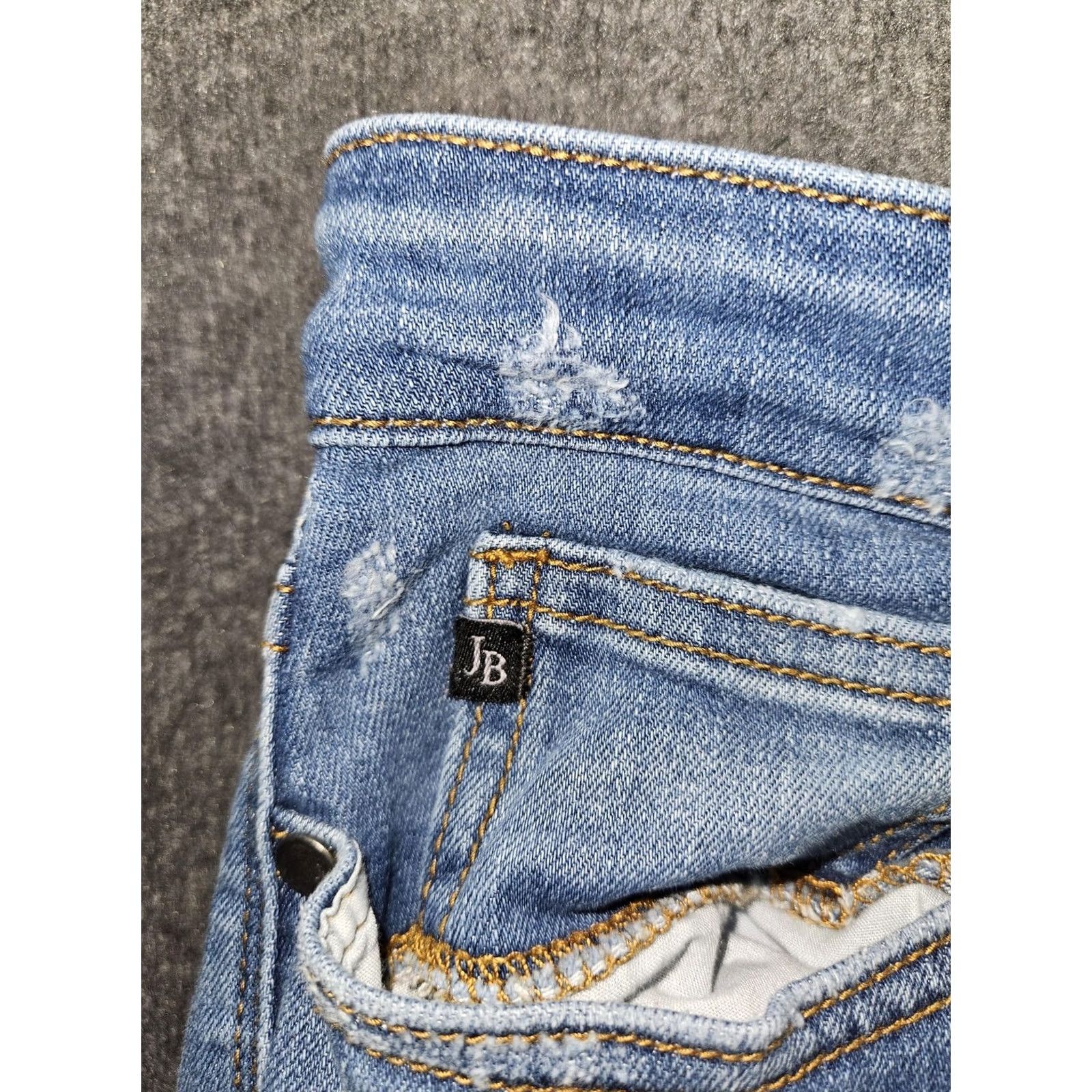 Vintage Judy Blue Jeans Juniors 13/31 Blue Distressed Raw Hem Skinny Stretch J882105MD Jeans Women 5-Pocket Denim Mid Rise Slim Frayed Ankle Fringe Size 34" / US 12 / IT 48 - 6 Thumbnail
