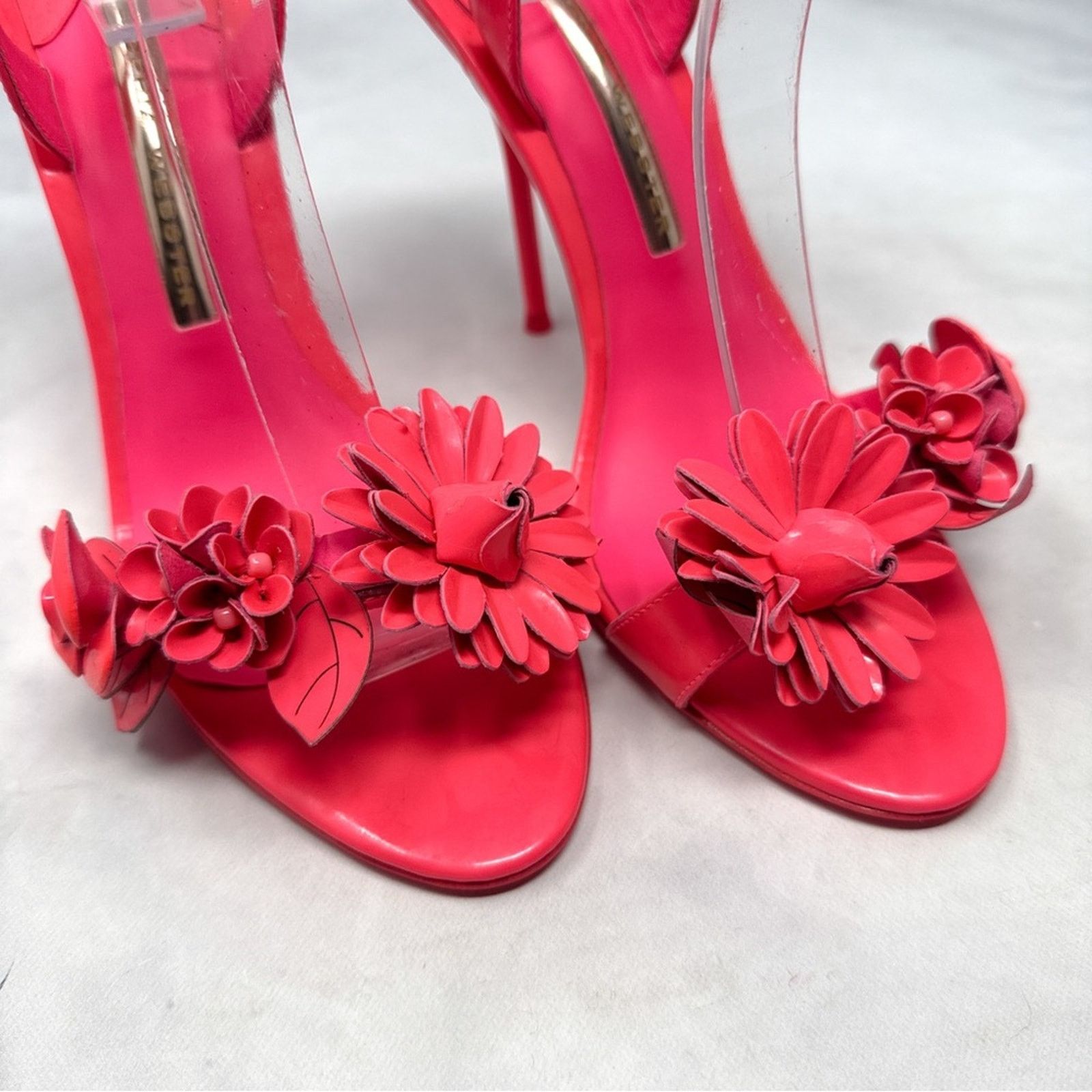 Sophia Webster Sophia Webster Floral Leather Ankle Strap Sandal Heels 37.5 Size US 7.5 / IT 37.5 - 5 Thumbnail
