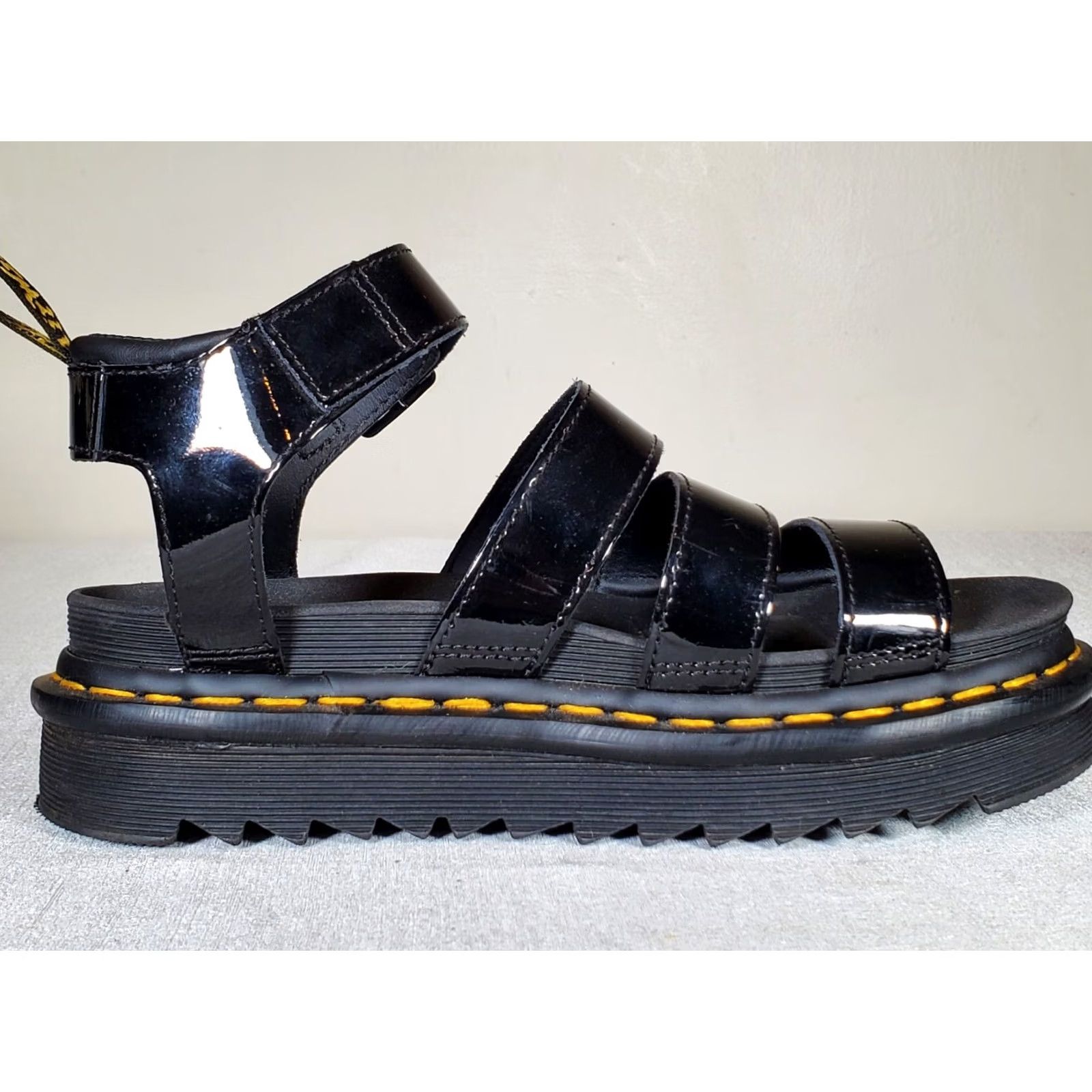 Dr. Martens Dr. Martens Strappy Womens Black Blaire Patent Leather Strap Sandals Platform Women Size US 4 / IT 34 - 5 Thumbnail