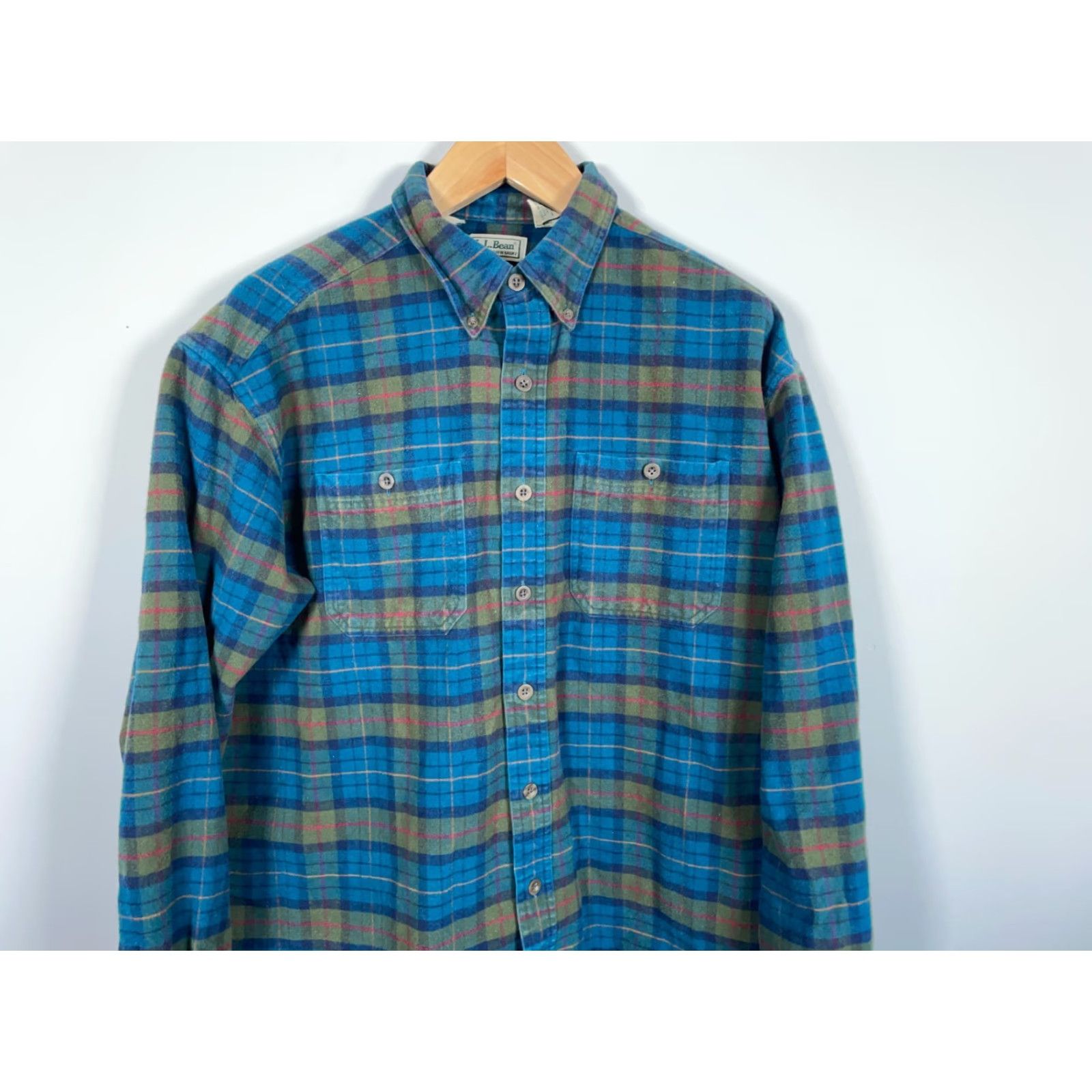 Vintage L.L. Bean Chamois Cloth Shirt Mens 2XL Tall Blue Green Plaid Workwear Shirt Size US XXL / EU 58 / 5 - 4 Thumbnail