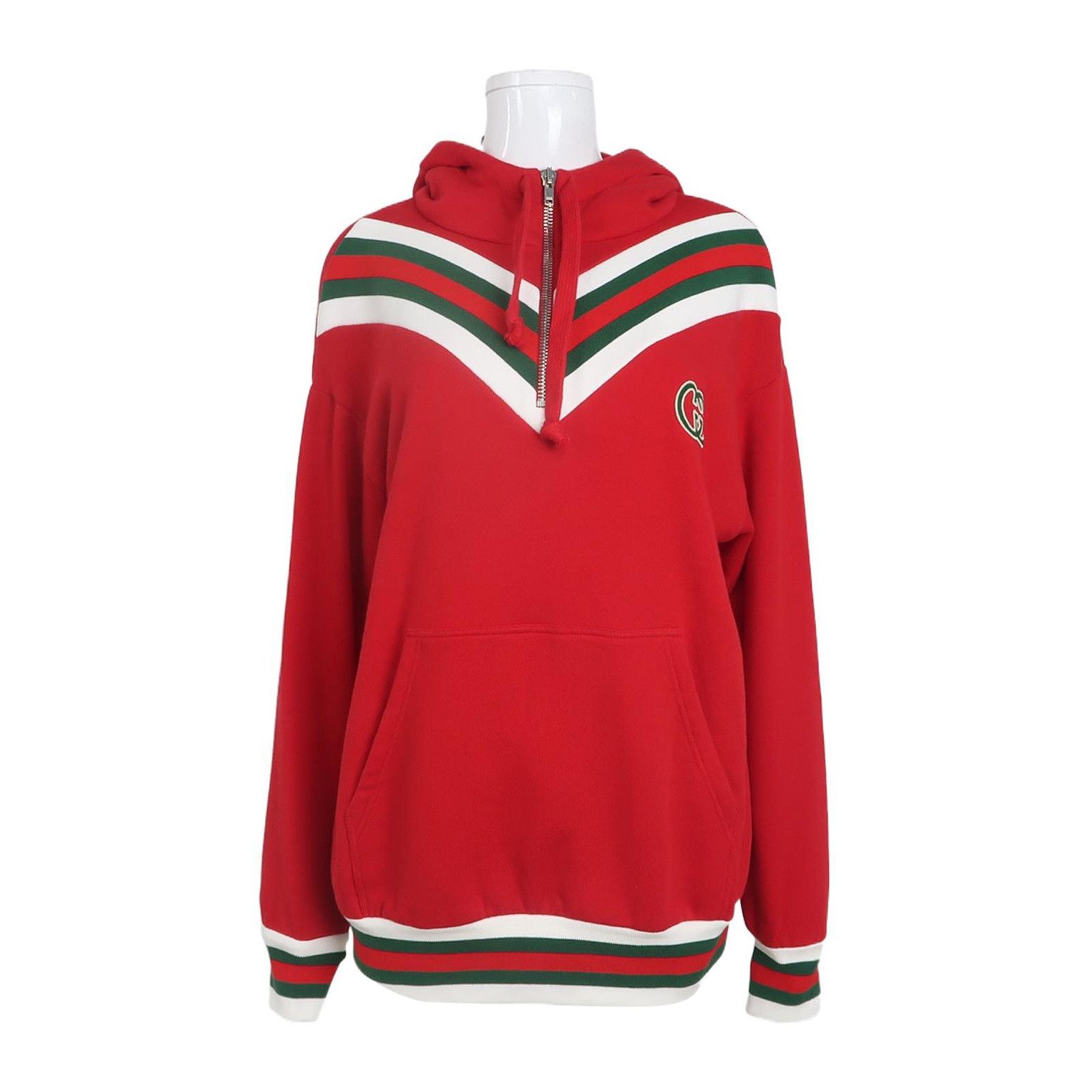 Gucci Gucci Red Colorblock Stripe Logo Hooded Sweatshirt S Size S / US 4 / IT 40 - 1 Thumbnail