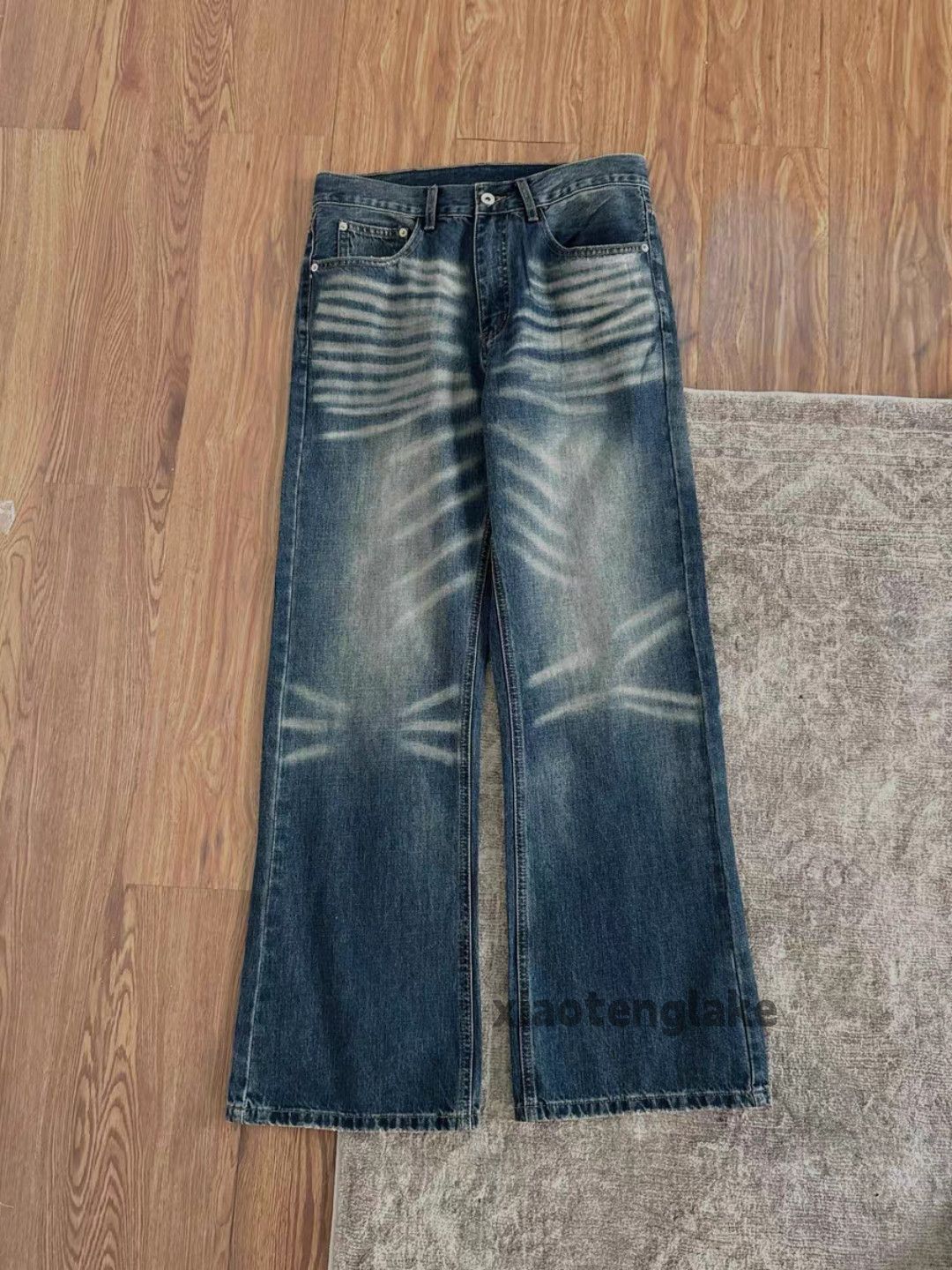 xtl distressed faded punk grunge bootcut flared jeans