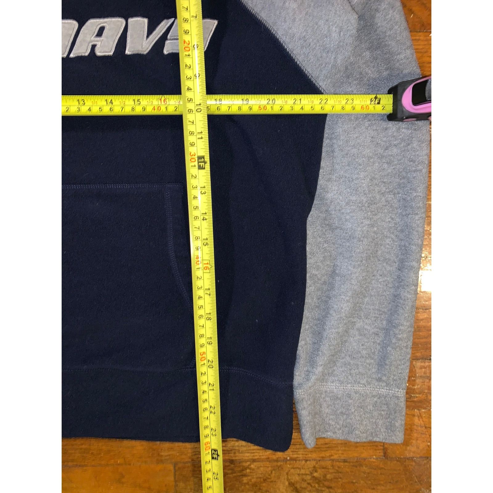 Old Navy × Vintage Vintage Y2K Old Navy Fleece Hoodie Medium Navy Gray Raglan Size US M / EU 48-50 / 2 - 7 Thumbnail