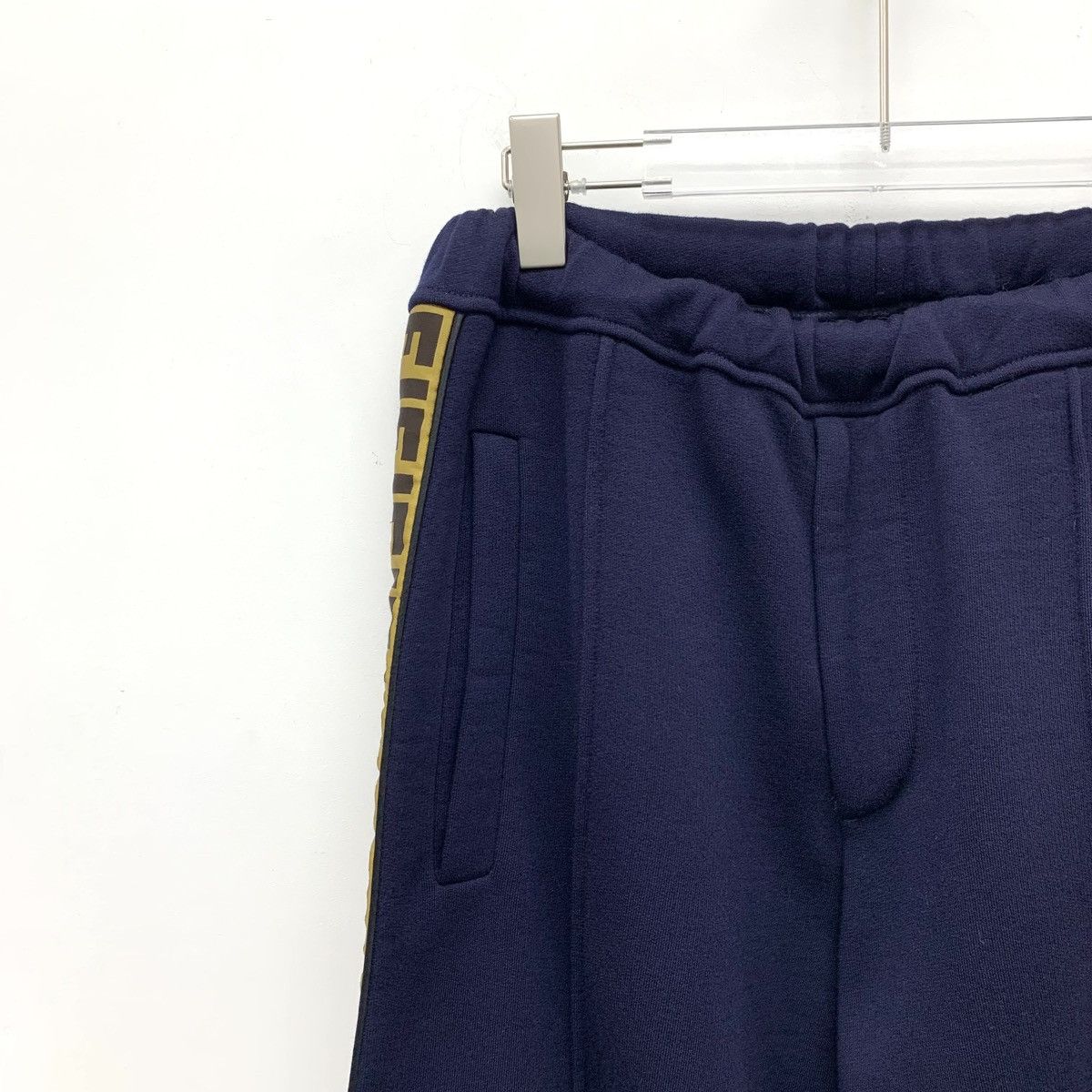 Fendi Fendi Dark Blue Side Double F Logo Wool Casual Pants K26WX Size US 32 / EU 48 - 3 Thumbnail