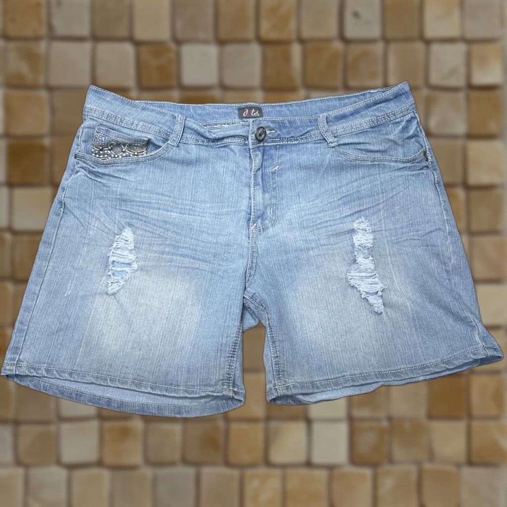 Vintage VINTAGE Dots Boyfriend Jean Shorts Stretch Distressed Embroidered Blue Size 16 Womens Size 38" / US 16 / IT 52 - 1 Thumbnail