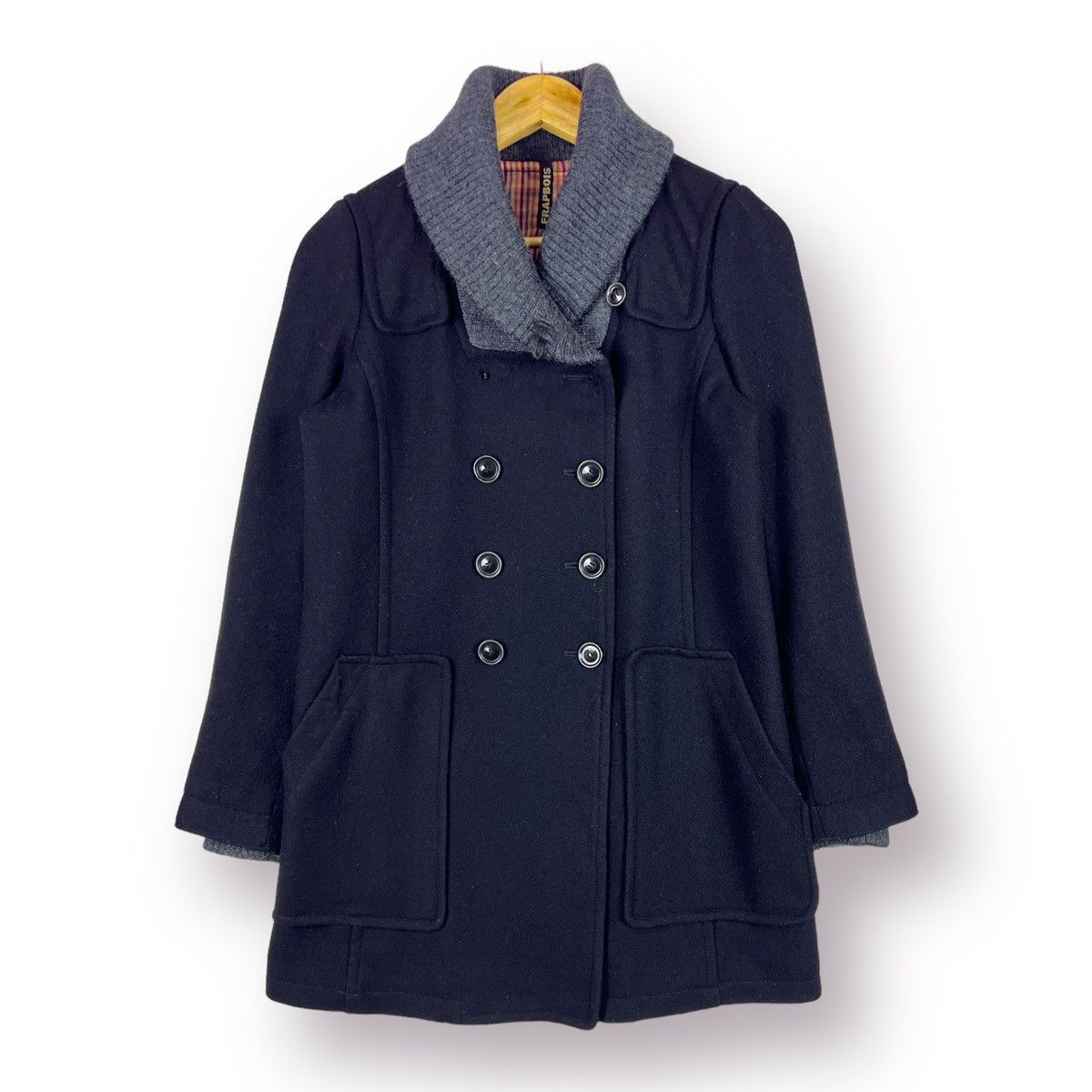 Frapbois 🔥 FRAPBOIS ISSEY MIYAKE WOOL DOUBLE BREASTED OVER COAT Size S / US 4 / IT 40 - 2 Thumbnail