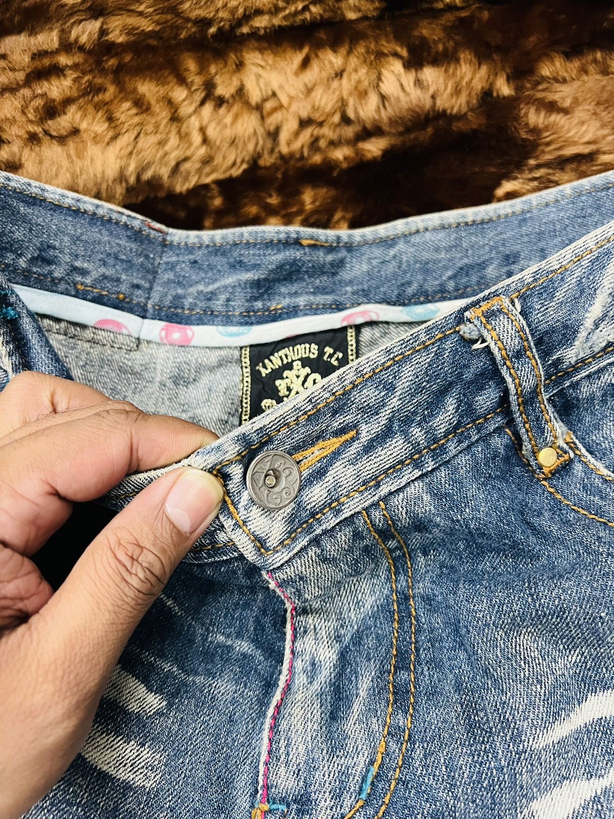 Japanese Brand XANTHOUS Mudwash Flame Baggy Denim Size US 33 - 11 Thumbnail