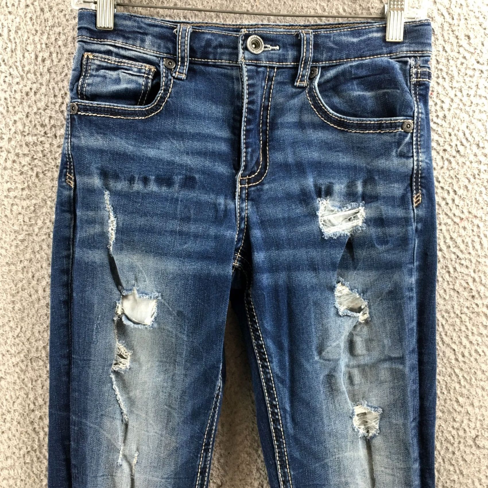 BKE BKE Conner Bootcut Jeans Womens 16 Tall Blue Denim Distressed Zip (Actual 28x31) - 5-Pocket Comfortable Buckle Buckle BKE Buckle? Size 38" / US 16 / IT 52 - 2 Thumbnail