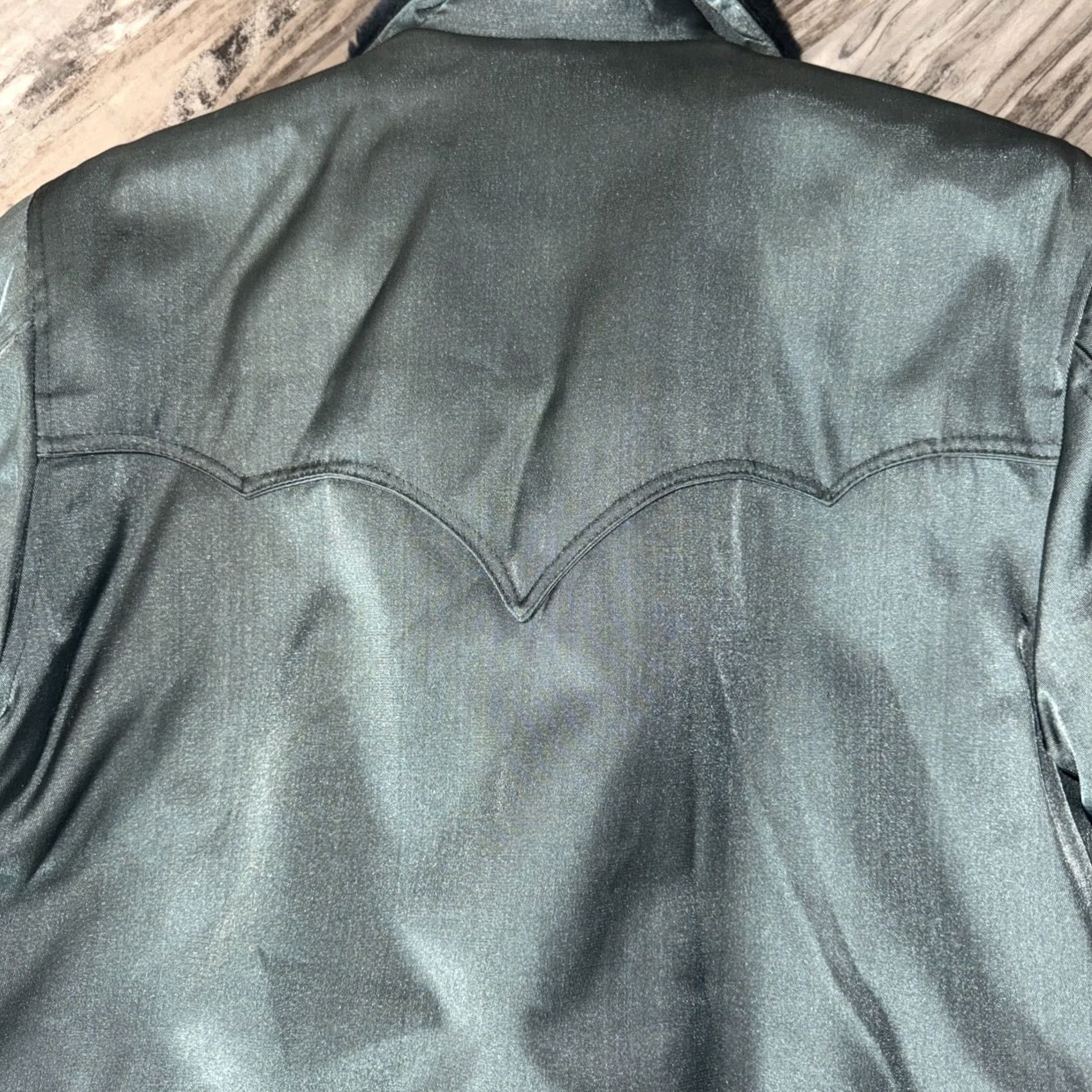 YOKE VTG Golden Fleece Jacket Coat Men 40 Dark Green Parka Fur Lined Western Yoke Nylon Wind-Resistant Long Coat with Pockets Button Closure Size US XXS / EU 40 - 3 Thumbnail