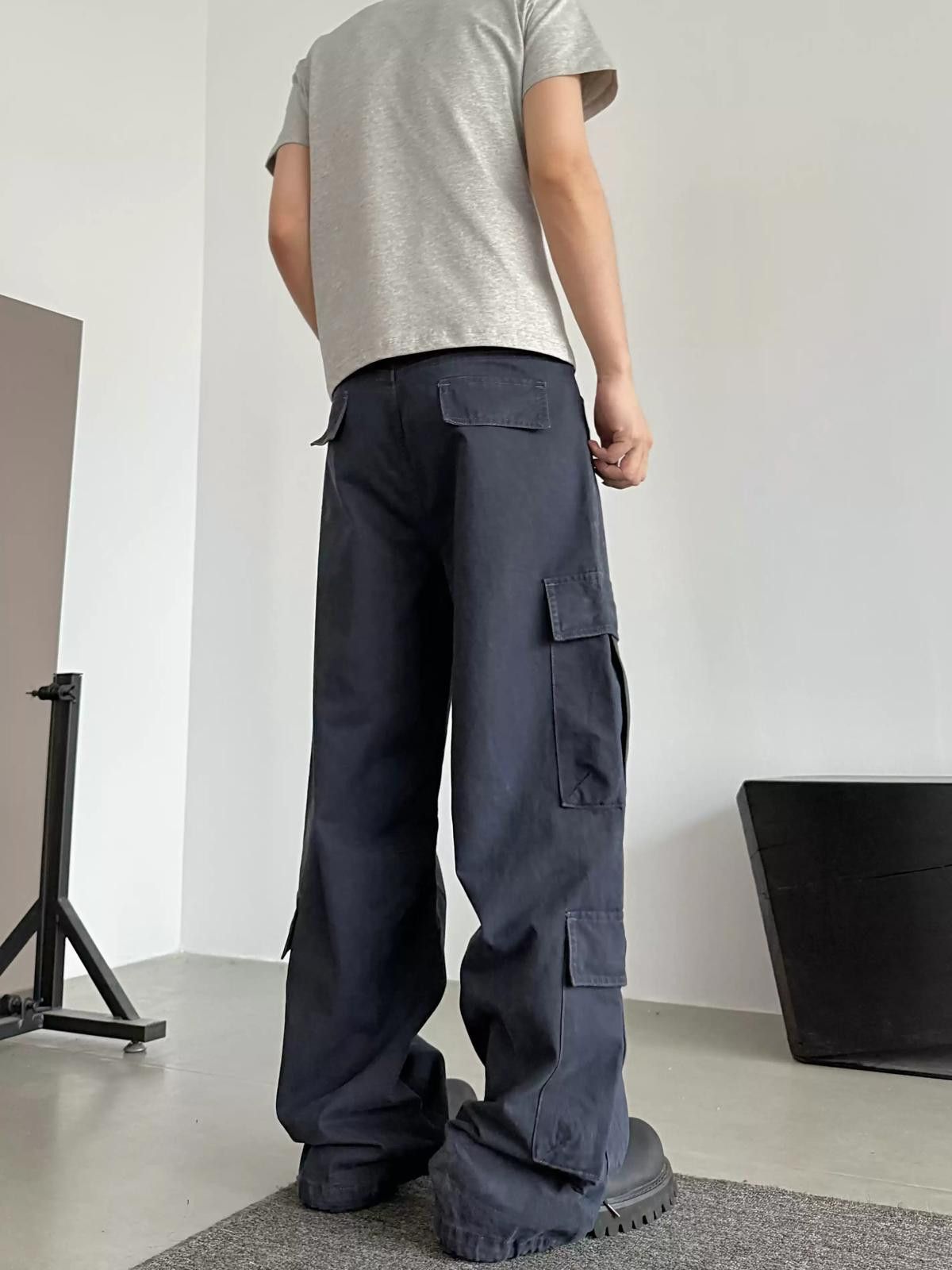 Other Blue Loose Fit Cargo Pants, Wide Leg Utility Pants Size US 32 / EU 48 - 2 Thumbnail