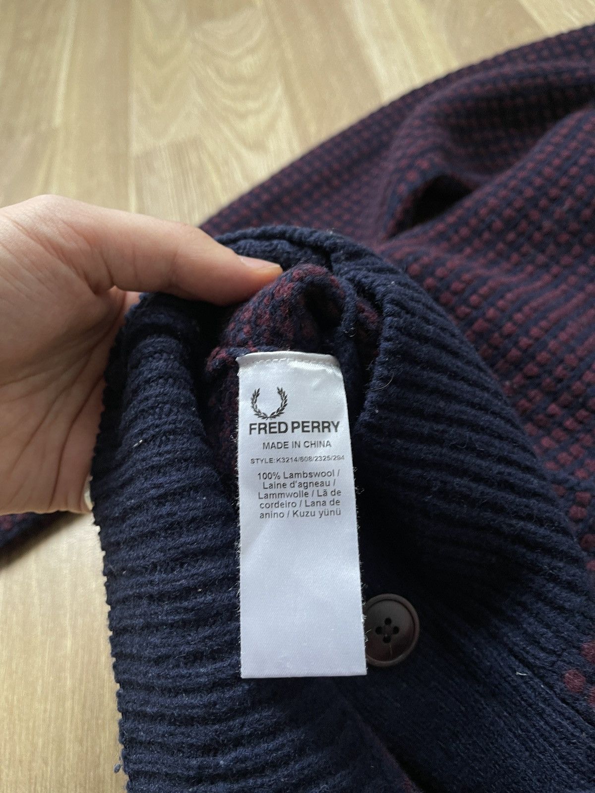 Fred Perry Fred Perry Two Tone Waffle Shawl Navy Red Wool Cardigan M Size US M / EU 48-50 / 2 - 9 Thumbnail