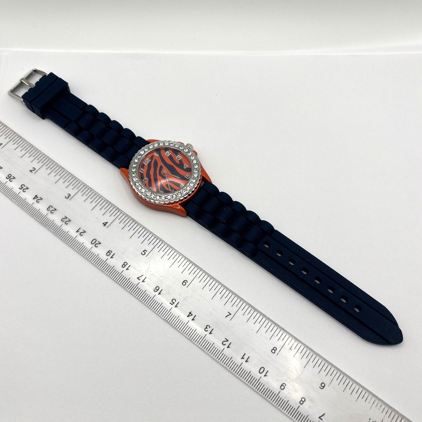 Geneva Silver & Orange Tiger Stripe Men's Watch Size ONE SIZE - 3 Thumbnail