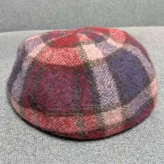 Vivienne Westwood Vivienne Westwood Pink and Purple Plaid Saturn Wool Beret Size ONE SIZE - 2 Thumbnail