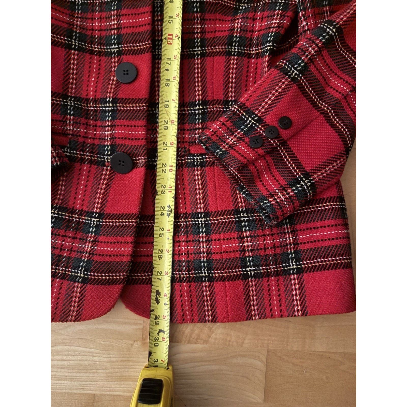 Talbots VTG Talbots Jacket Red Tartan Plaid Collarless Blazer 8 Size M / US 6-8 / IT 42-44 - 4 Thumbnail