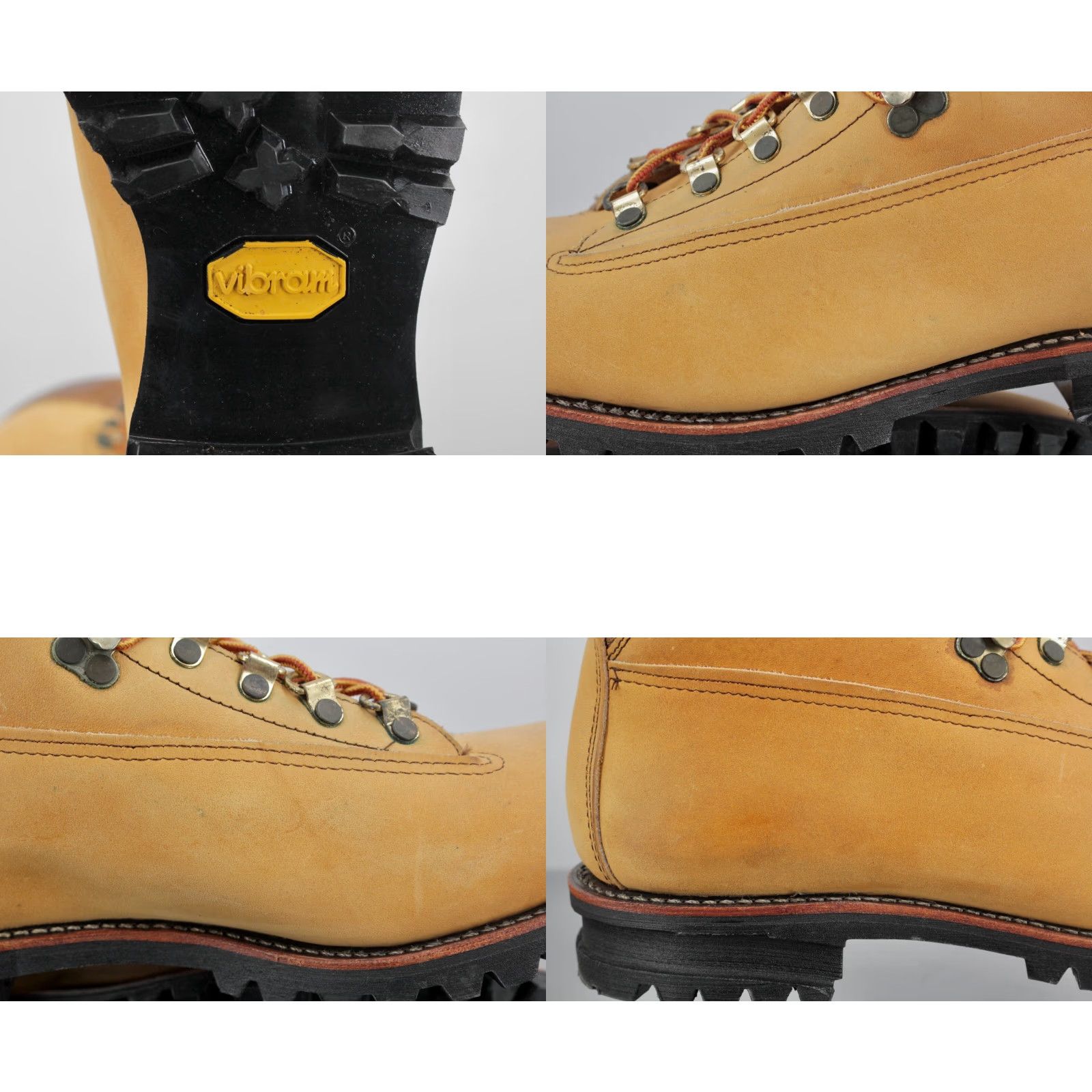 Mason's VINTAGE Mason Boots Mens 70s Leather Hiking Tan Brown 9.5 C 70s Vibram Sole Shoes Mens Size US 10 / EU 43 - 8 Thumbnail