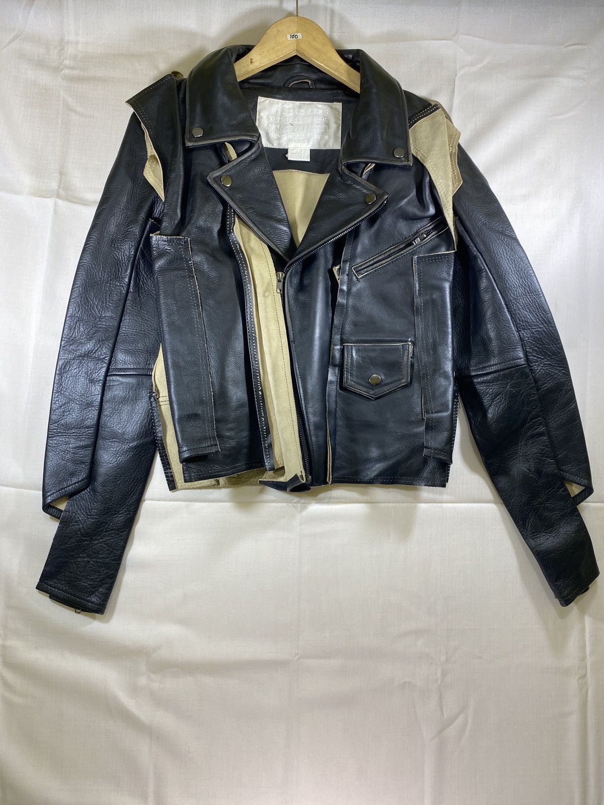reconstructed biker leather jacket