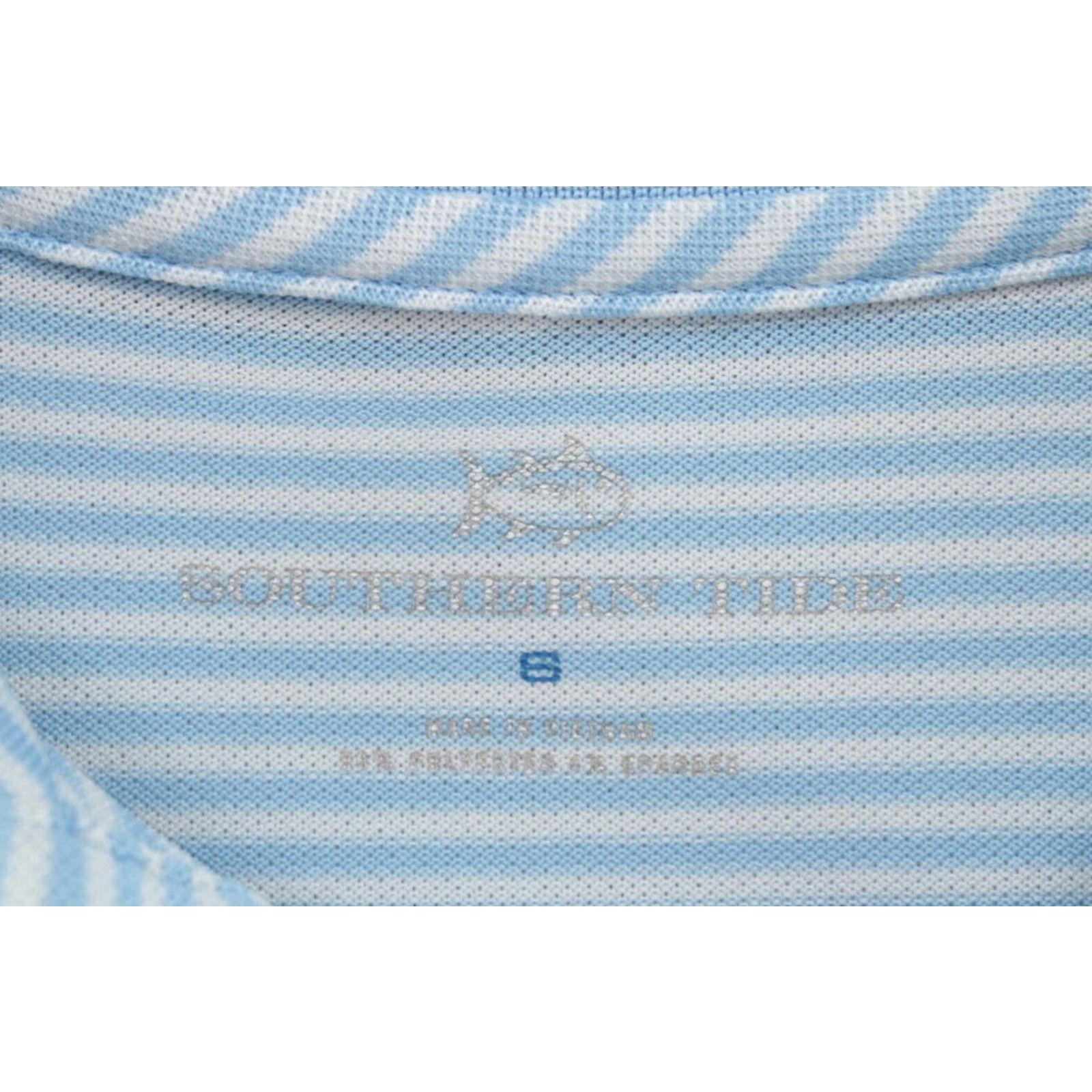 Southern Tide Southern Tide Shirt Size 6 Blue Striped Short Sleeve Polo Top Womens Size L / US 10 / IT 46 - 3 Thumbnail