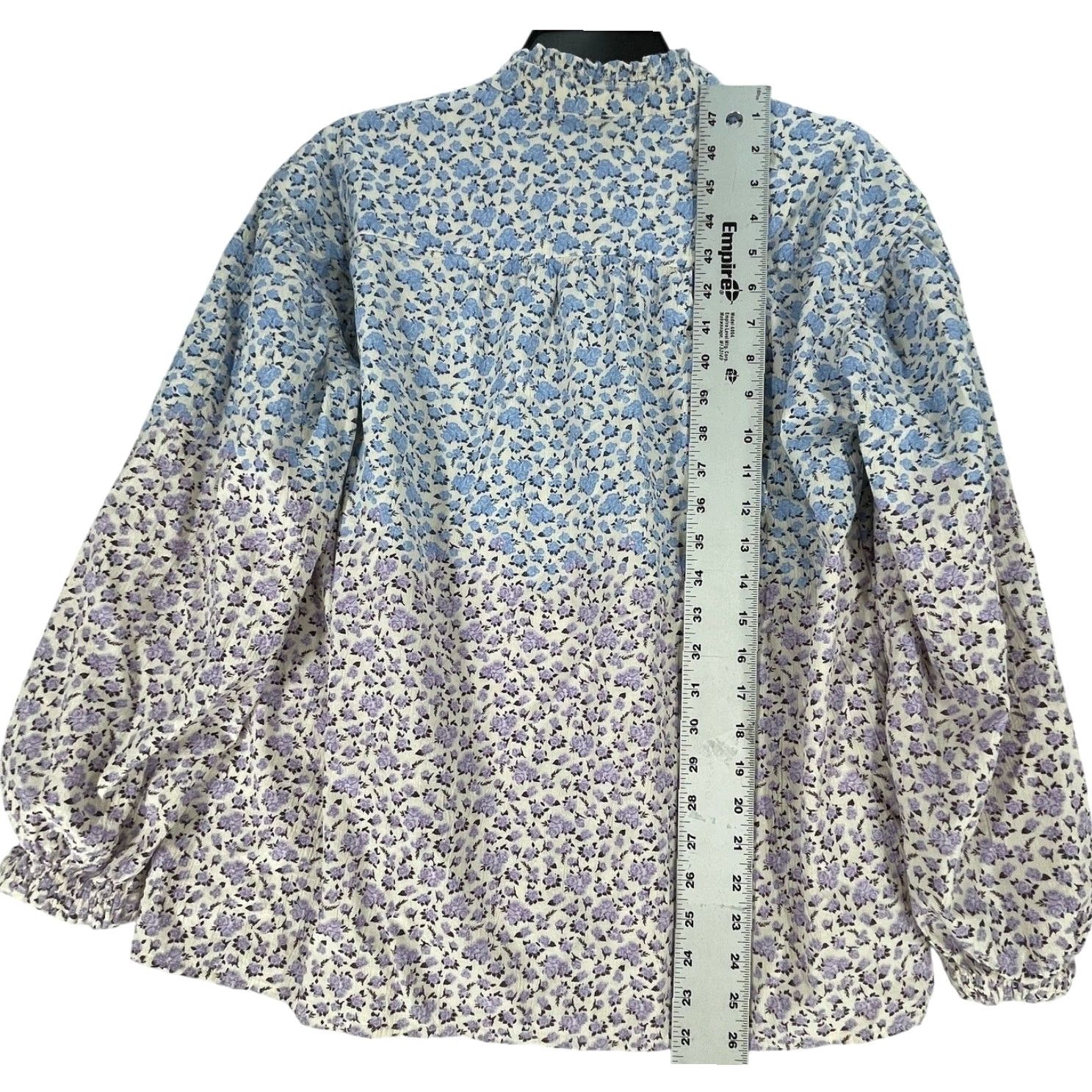 Vintage VINTAGE Style&co Shirt Womens M Blue Purple Floral Cotton Blend Tunic Long Sleeve Cottagecore Fall Spring Summer Winter Casual Size M / US 6-8 / IT 42-44 - 7 Thumbnail