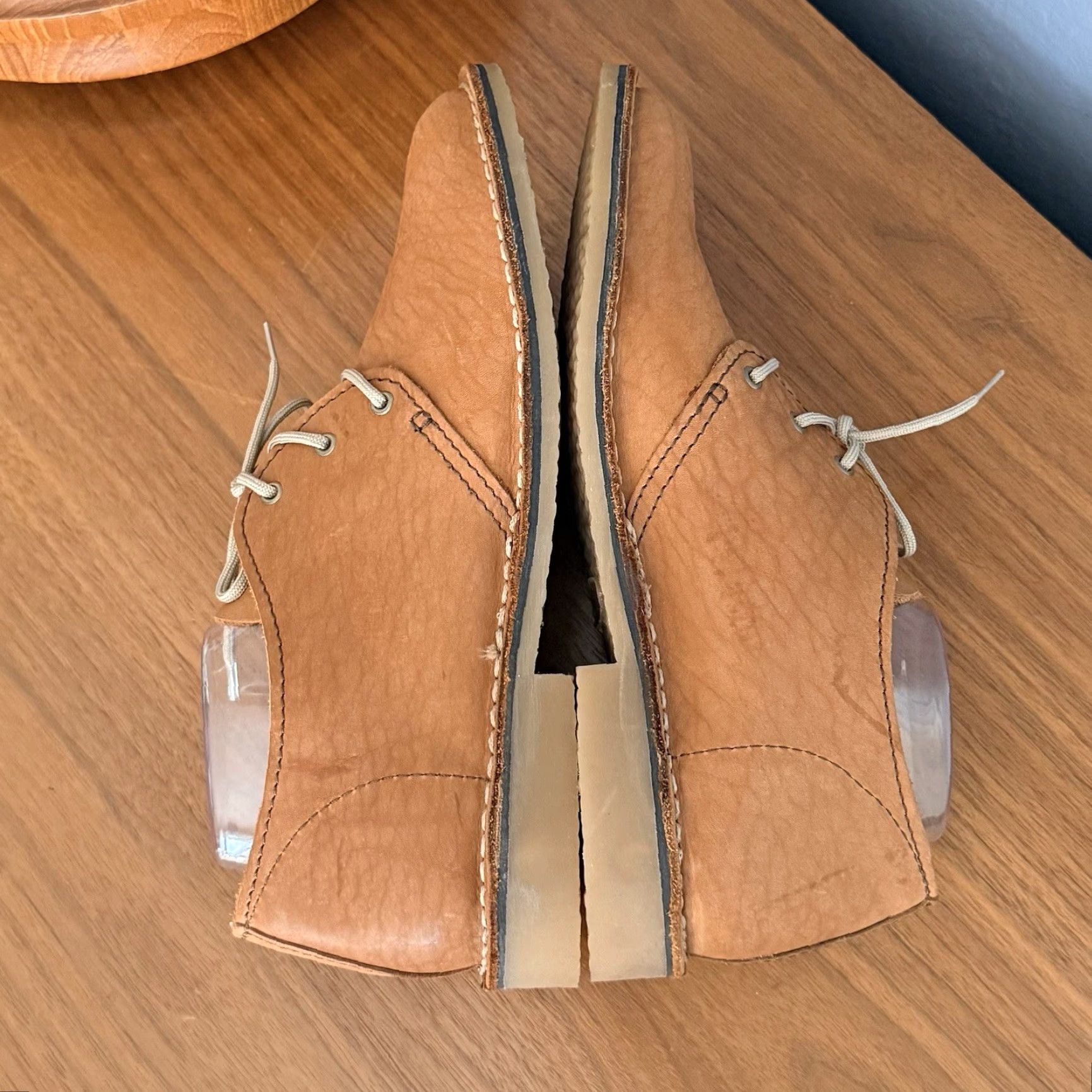 Vintage Wildebees Footwear Dropper Vellie Tan Leather Lace-up Flats Shoes 7 Women Chukka Ankle Solid Leather Rubber Sole Size US 7 / IT 37 - 3 Thumbnail
