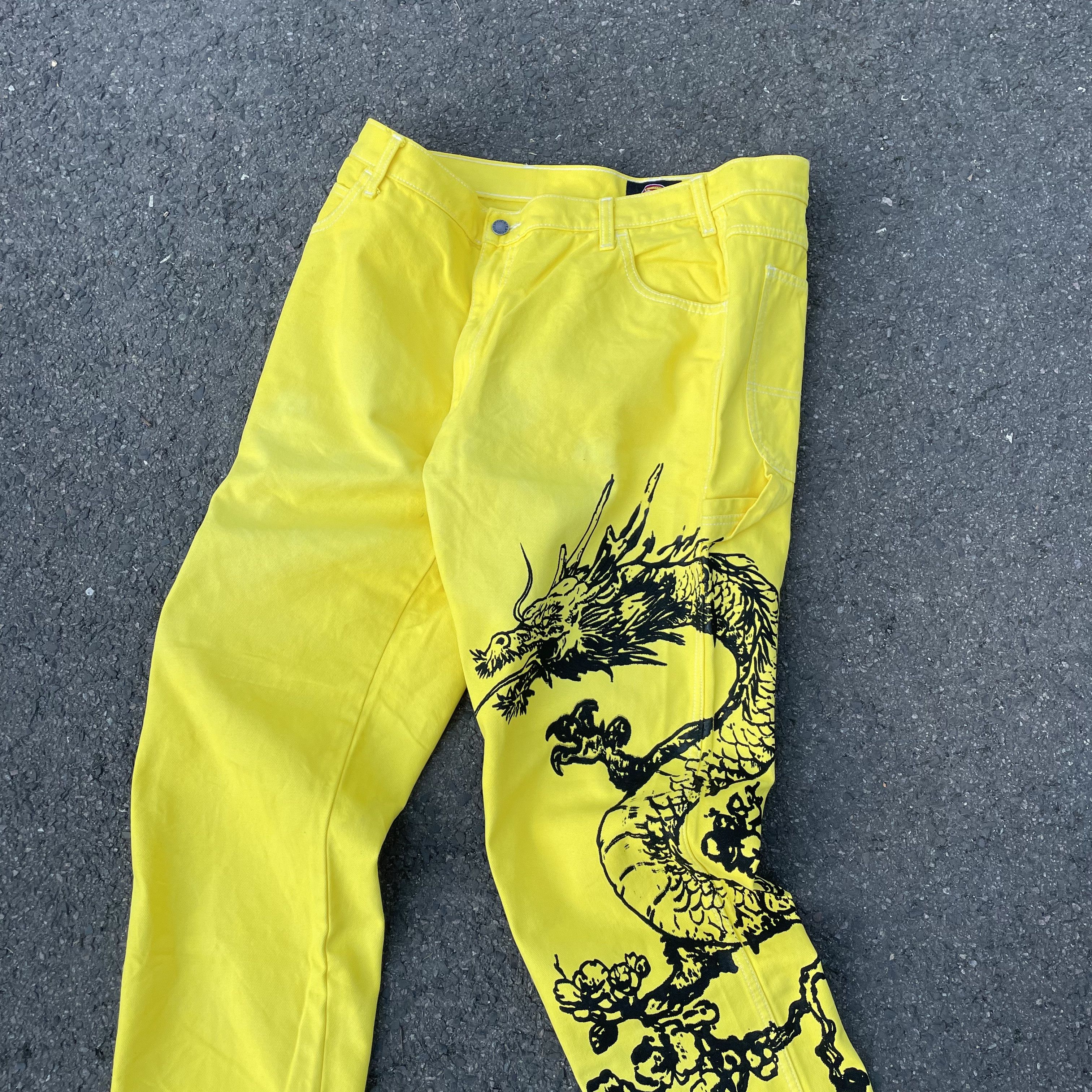 Dickies Dickies Custom Yellow Dragon Pants Graphic Bleach Wash Y2K Size US 38 / EU 54 - 3 Thumbnail