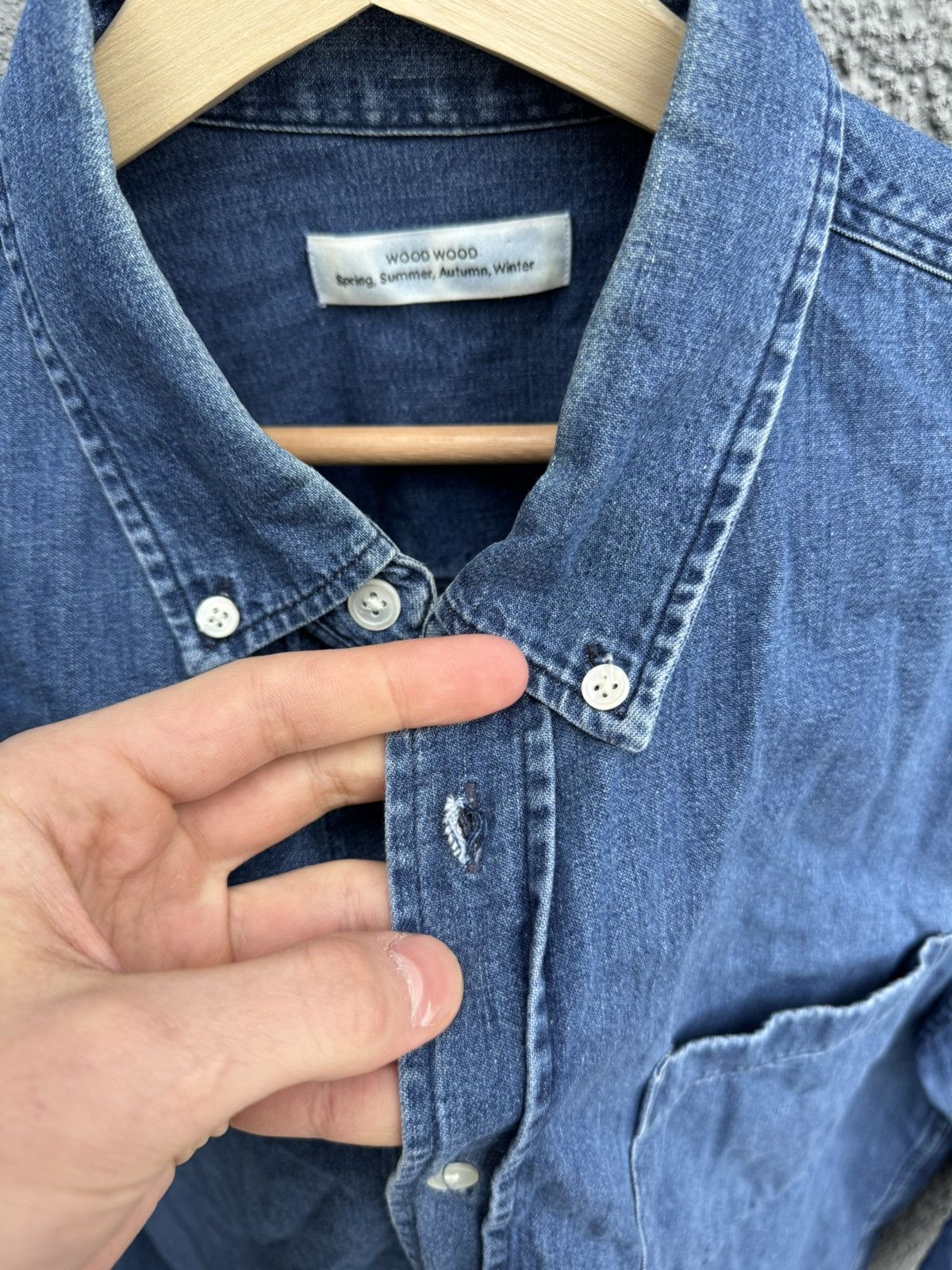 Wood Wood WOOD WOOD Ansel Andrew Classic Denim Shirt Men L Size US L / EU 52-54 / 3 - 9 Thumbnail