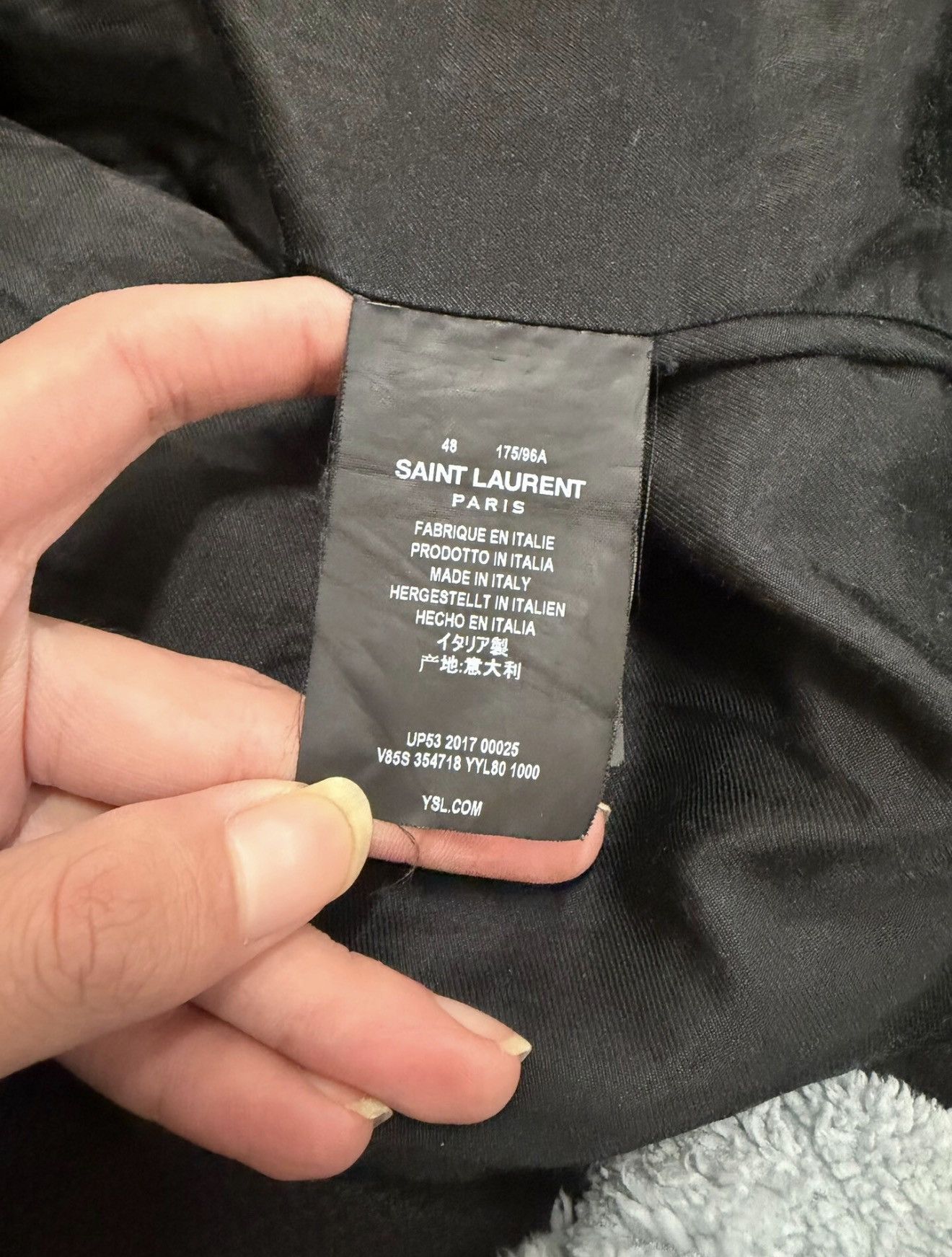 Saint Laurent Paris Saint Laurent 2017FW Black & White Wool Teddy Varsity Jacket Size US M / EU 48-50 / 2 - 4 Thumbnail
